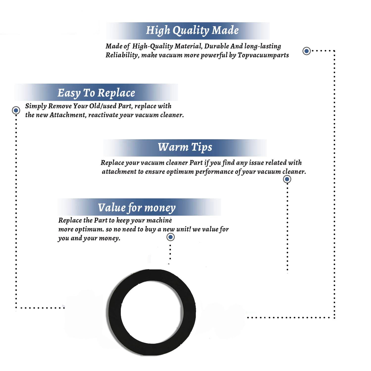 Topvacuumparts Replacement Part For Shop vac 610 Vacuum Cleaner Gasket # compare to part 20700-00-1