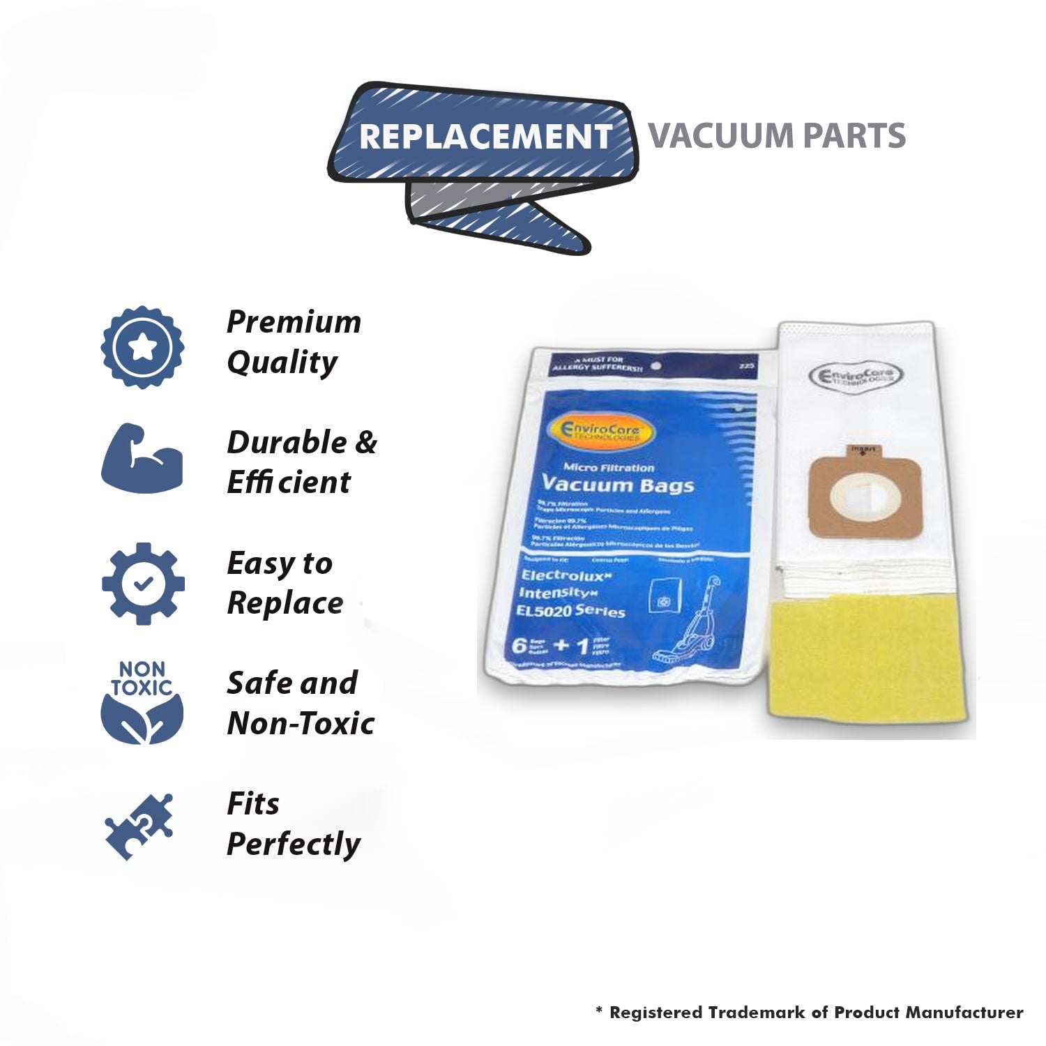 Topvacuumparts Replacement Part for Electrolux Intensity El5020 Vacuum Cleaner 18Pk Paper Bags with 3 Pre Motor Foam Filter # EL206A-4