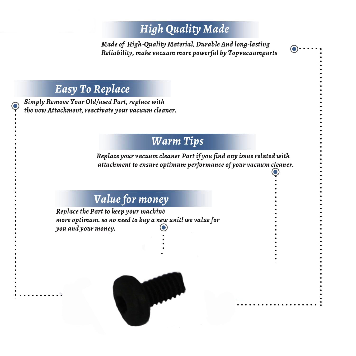 Topvacuumparts Replacement Part For Kirby G3, G4, G5, G6, UG, DE Vacuum Sentri Screw # compare to part 233897S