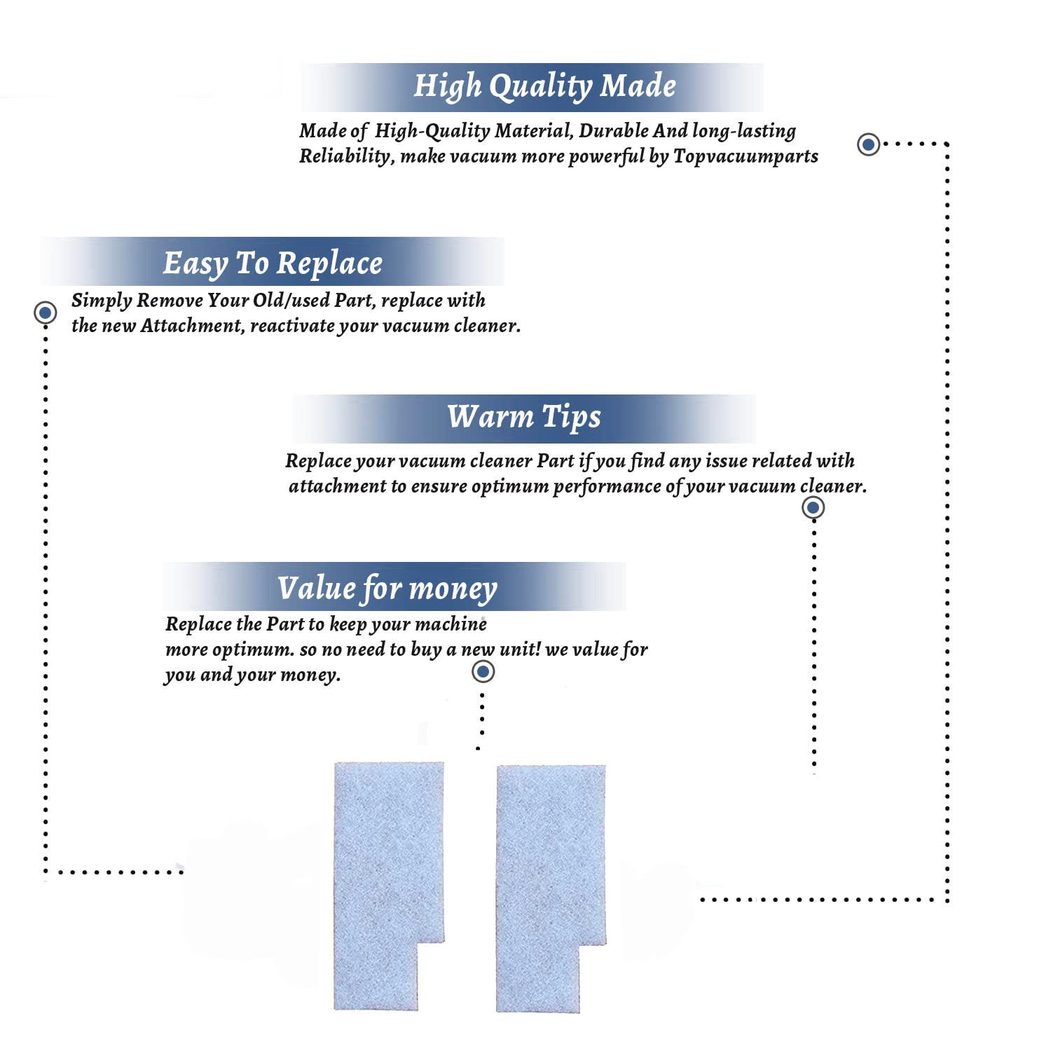 Topvacuumparts (2) Replacement Part for Hoover Windtunnel Secondary Vacuum Filter 4 PK # compare to part 245