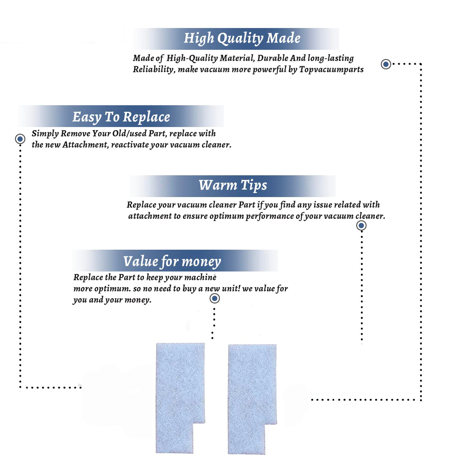 Topvacuumparts Replacement Part For Hoover Windtunnel Secondary Vacuum Cleaner Filter 8Pk # compare to part 245