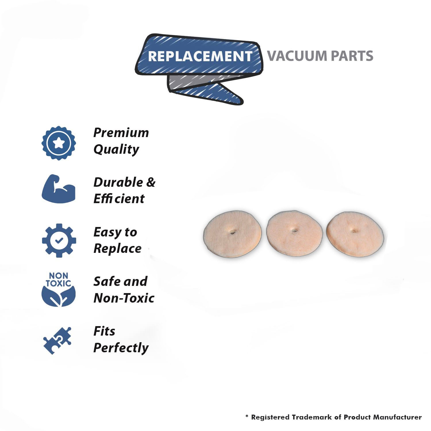 Topvacuumparts Replacement Part For Electrolux Pol/Shamp Vacuum Cleaner 3 Set Lambswool Pads with Snaps # compare to part 26-3800-05