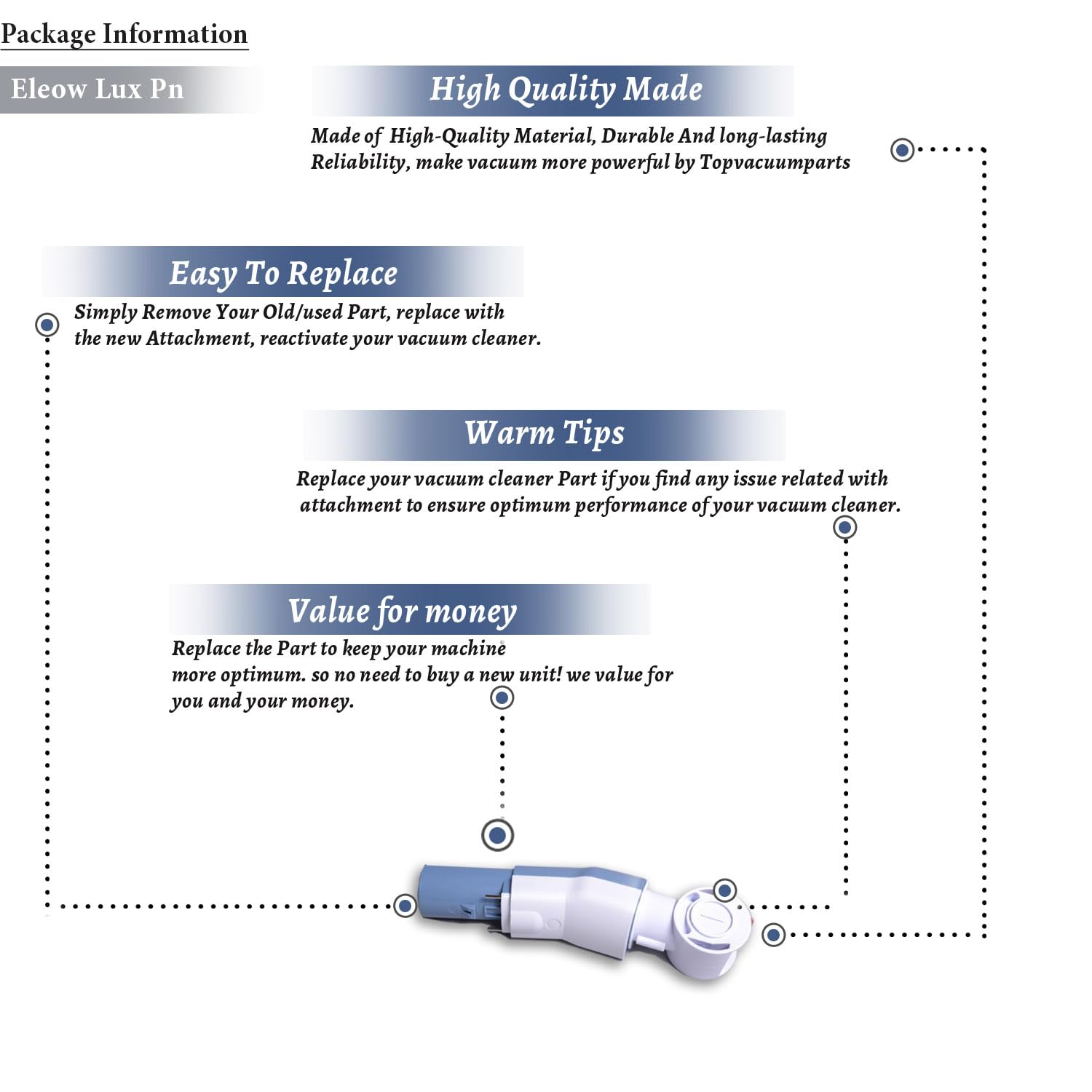 Topvacuumparts Replacement Part For Electrolux 6500, 7000, 8000 Vacuum Cleaner Nozzle Neck 1 Elbow