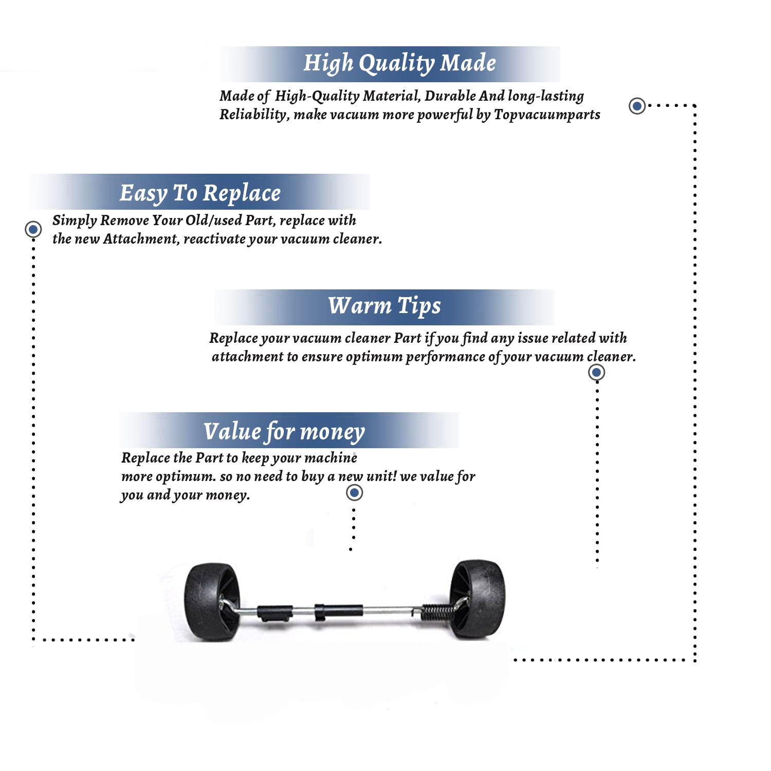 Topvacuumparts Replacement Part For Electrolux Discovery/Sanitaire PN4, PN5 Vacuum Cleaner Rear Wheel Assembly # compare to part 26-7912-69