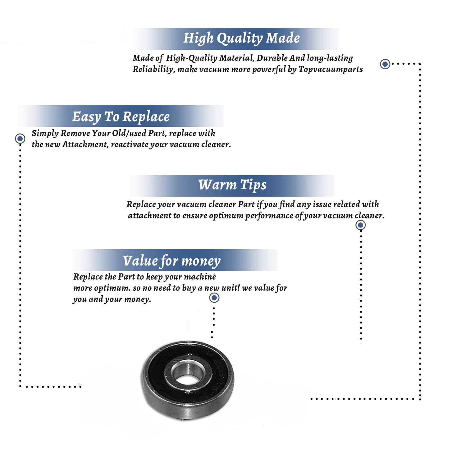Topvacuumparts Replacement Part For Electrolux Commercial Vacuum Cleaner Ball Bearing # compare to part 26-8310-07