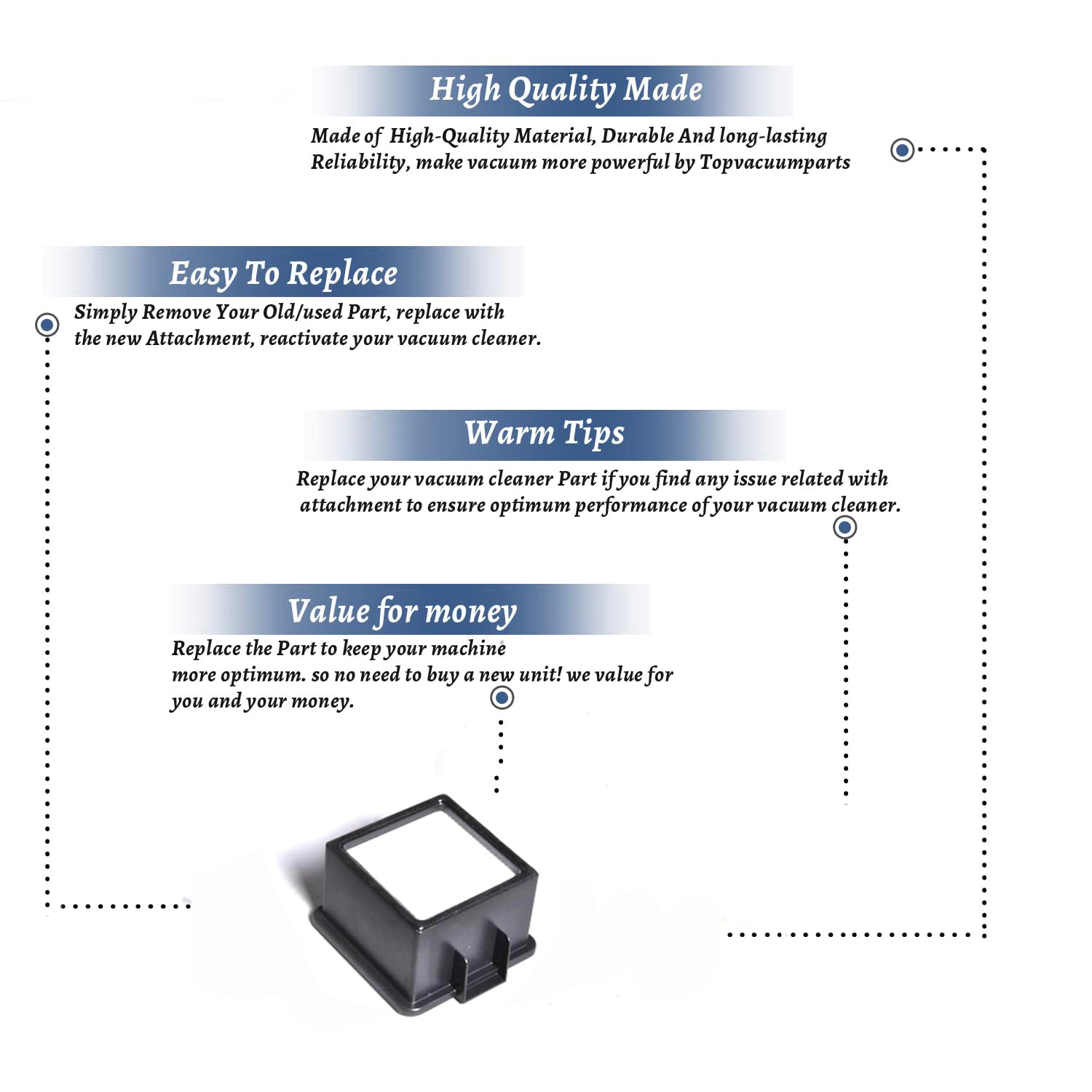 Topvacuumparts Replacement Part For Dirt Devil UD20005, UD20010 Vacuum Cleaner F43 Hepa Filter # Compare to Part 2PY1105000