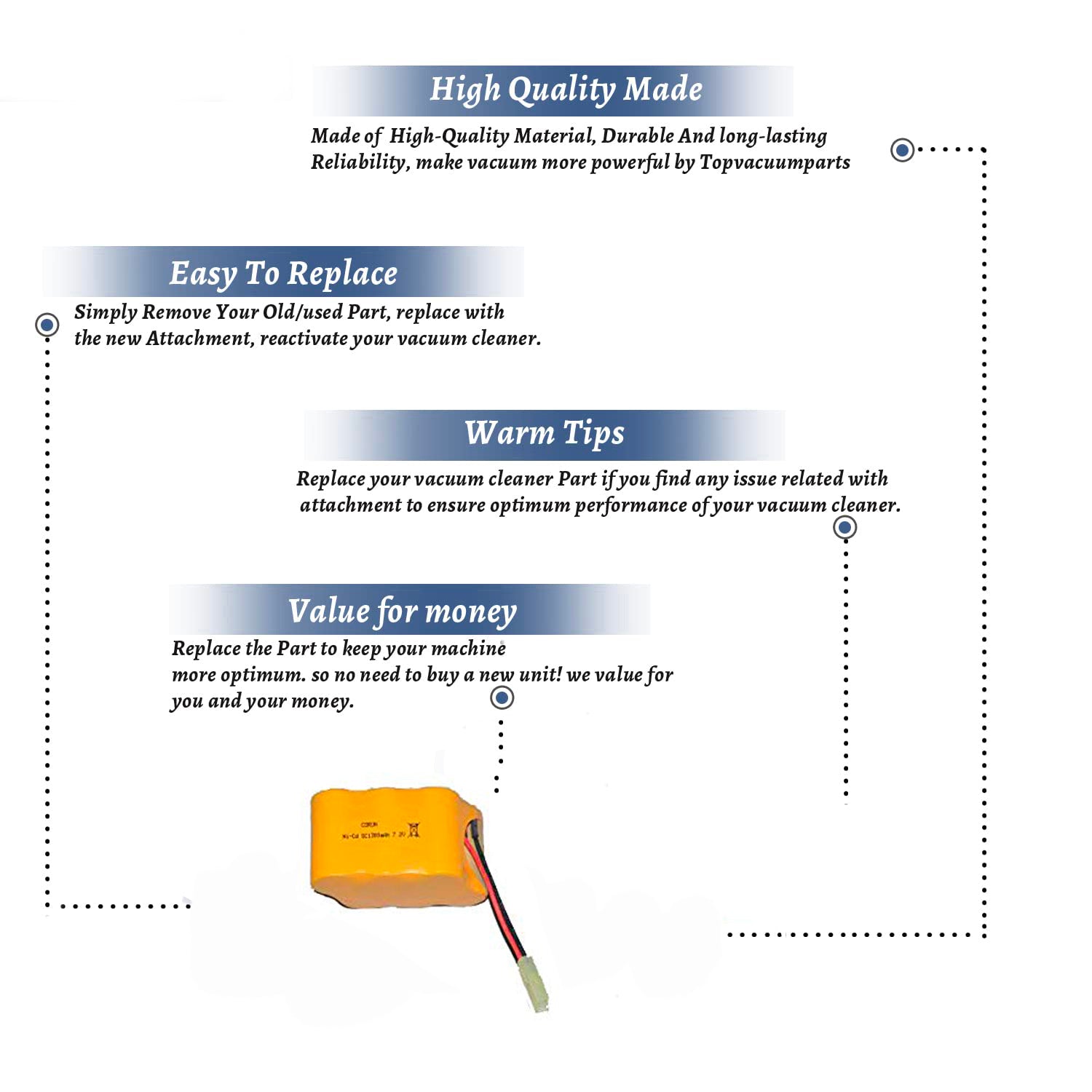 Topvacuumparts Replacement Part For Hoover CH20000 Vacuum Cleaner Sonic Sweep Battery Pack # compare to part 2SZ2800000
