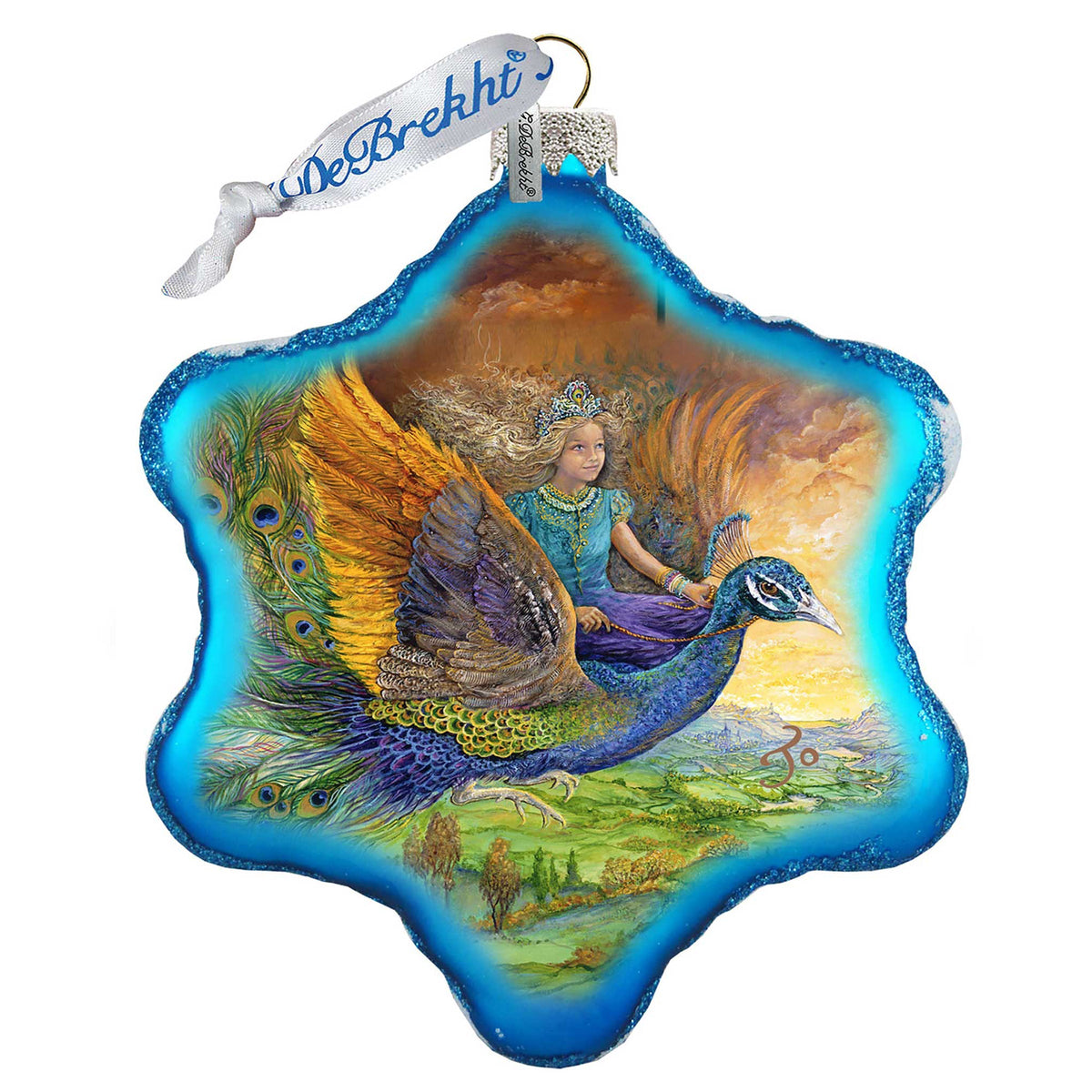 Peacock Princess Glass Ornament by Josephine Wall - Christmas Decor - 754-402-JW