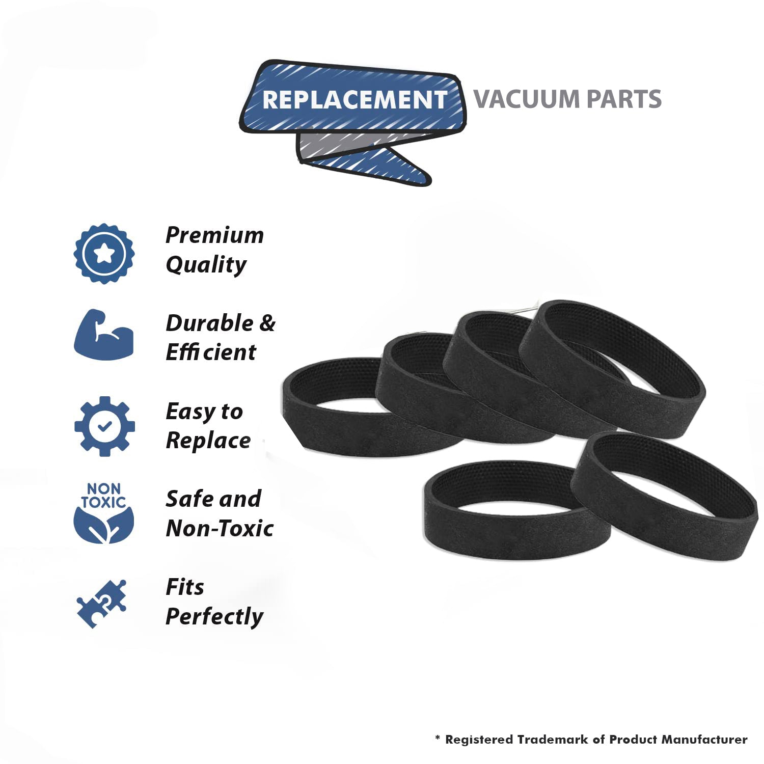 Topvacuumparts Replacement for Kirby Vacuum Belt 6-Pack Compatible with All Kirby Upright Vacuum Models # compare to parts 301291