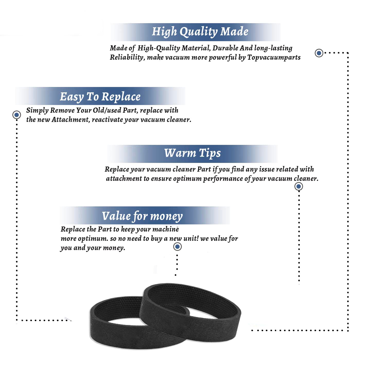 Topvacuumparts Vacuum Belt for Kirby,  Replacement Belt Compatible with Kirby Sentria Series, Avalir 2, G3 G4 G5 G6 G7 (2 Pack) # 301291S