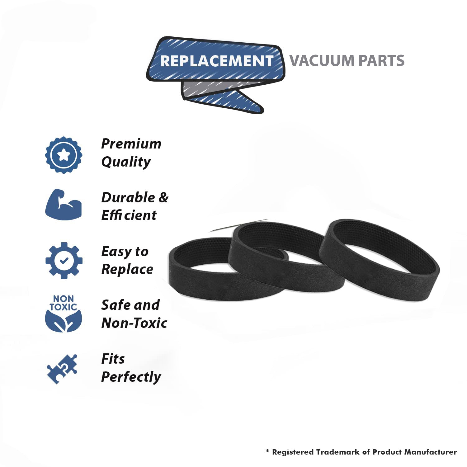 Topvacuumparts Replacement for Kirby Vacuum Belt 3-Pack Compatible for All Kirby Upright Vacuum Models # compare to parts 301291S