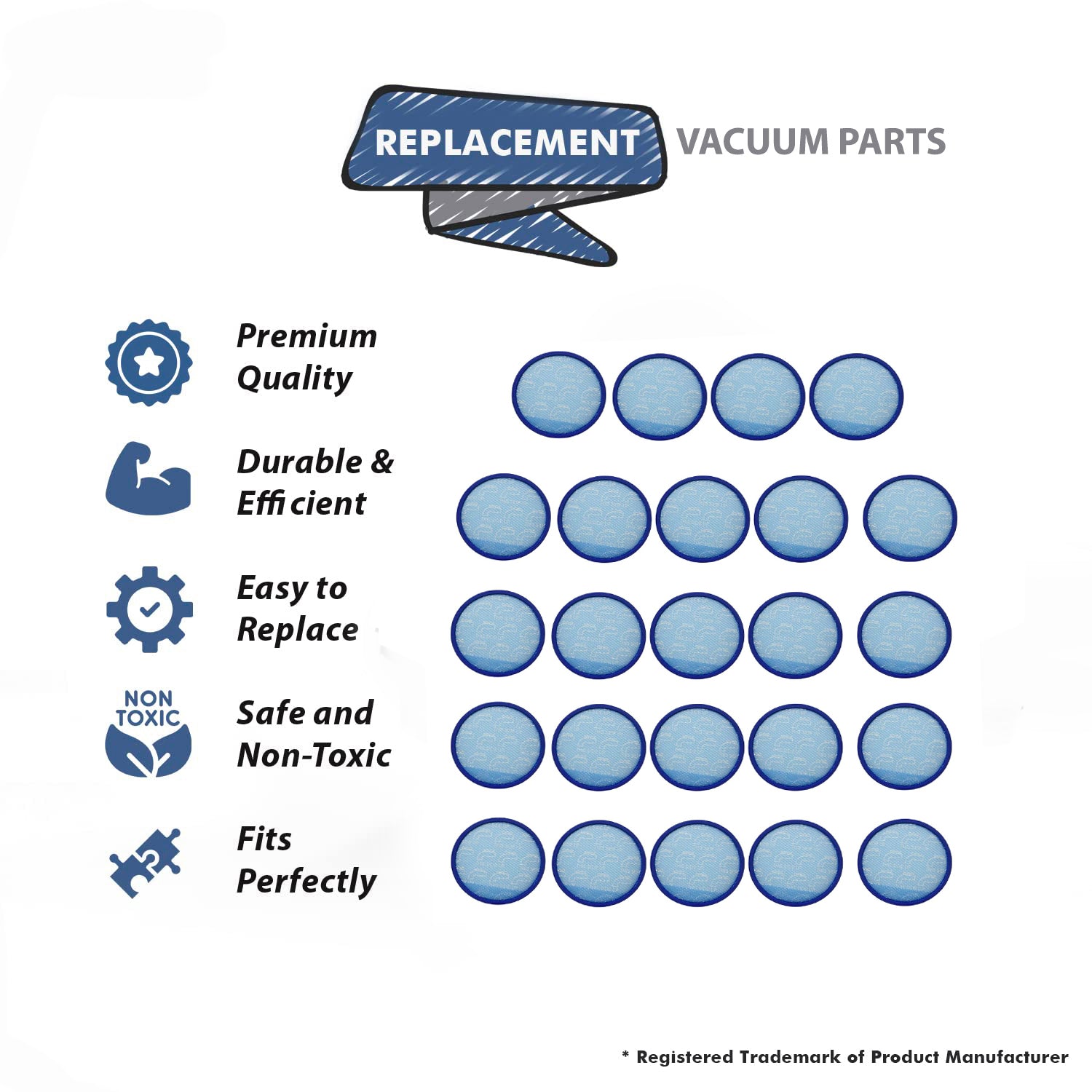 Topvacuumparts For Hoover 304087001 Vacuum Primary Filter, Blue # compare to parts 304087001