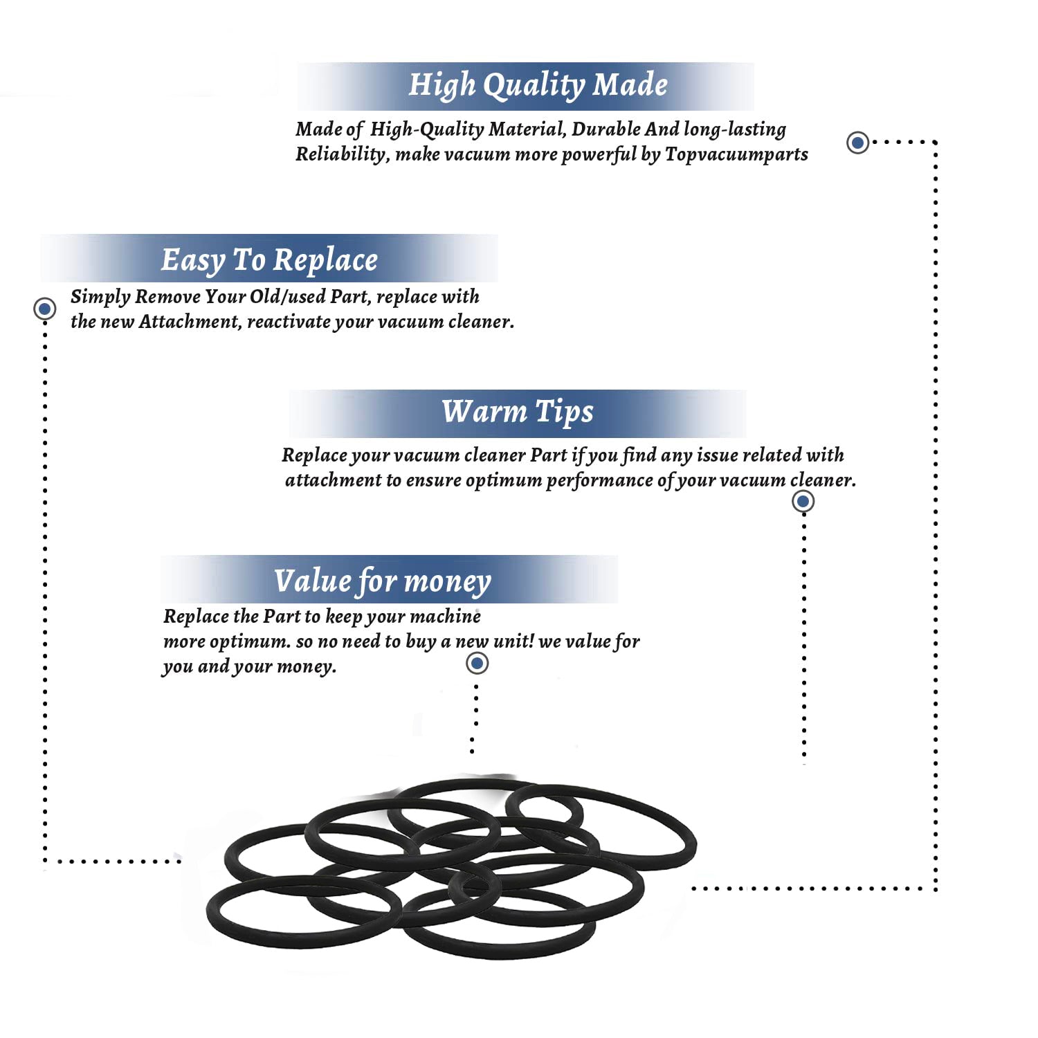 Topvacuumparts Fits For Eureka Vacuum Cleaner Belt for 600, 1400, 1900, 2000, 2100, 4000 # compare to parts 30563B