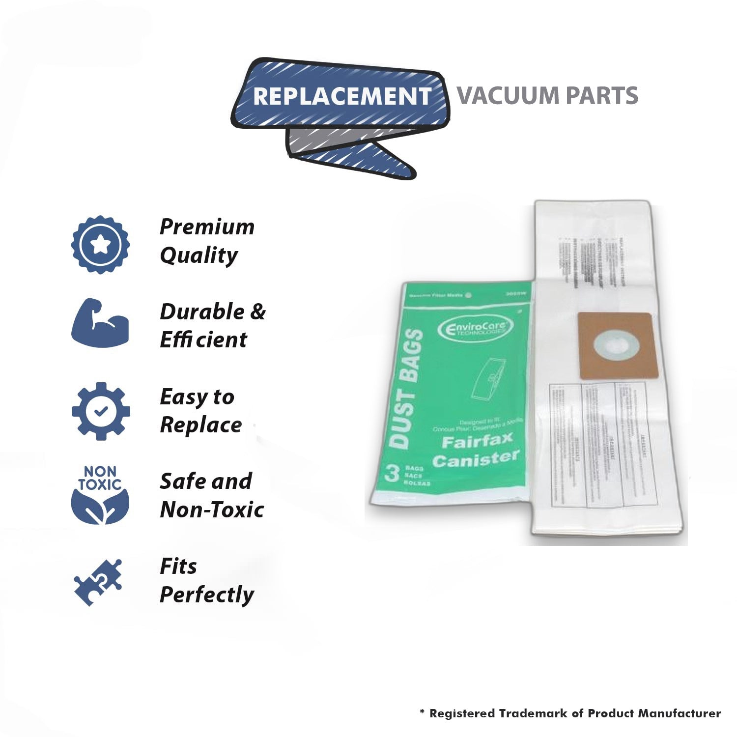 Topvacuumparts Replacement Part For Fairfax Canister Vacuum Cleaner Paper Bags Two Pack # compare to part 405272