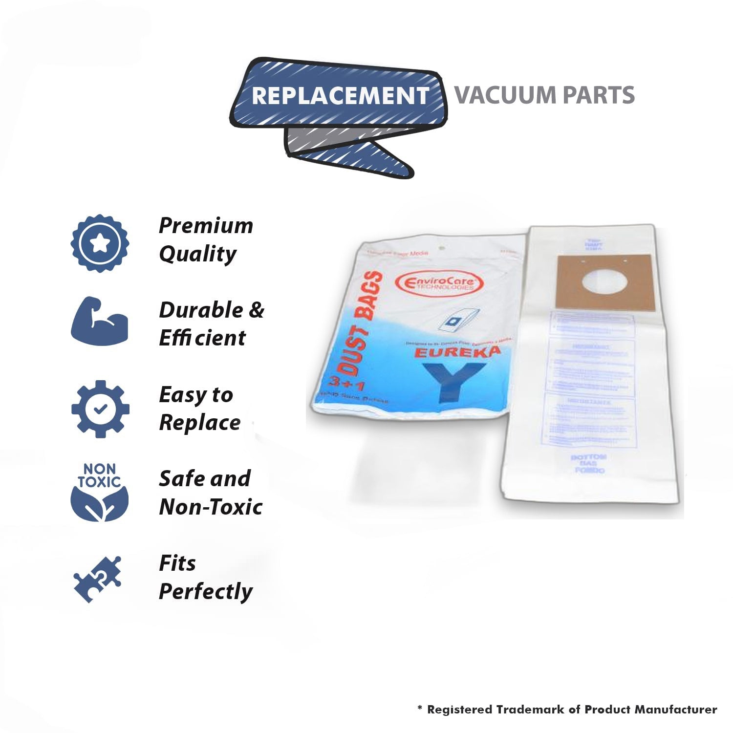 Topvacuumparts Replacement Part for Eureka Vacuum Cleaner Style Y 9 Paper Bags # compare to part 58183B-6