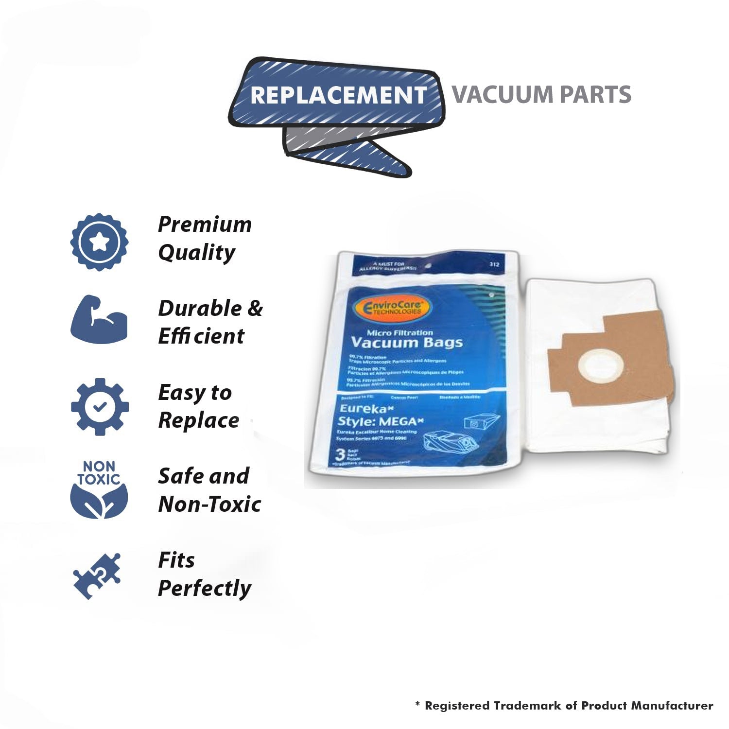 Topvacuumparts Replacement Part For Eureka 6975, 6990, Style-Mega Canister Vacuum Paper Bags (3Pk 9 Bags) # Compare to Part 58624A12