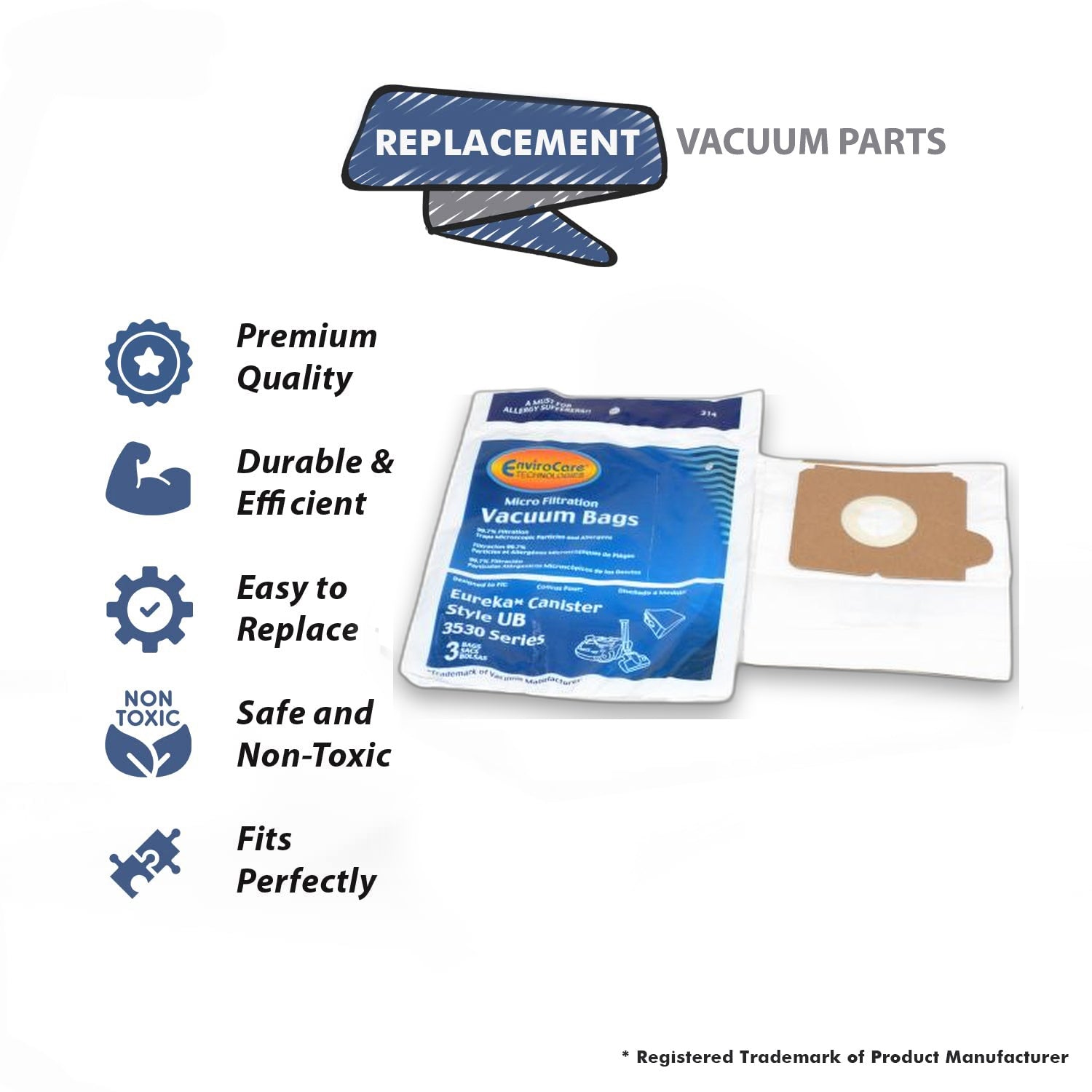 Topvacuumparts Replacement Part For Eureka Canister Vacuum Cleaner 9PK Paper Bags # compare to part 6124012