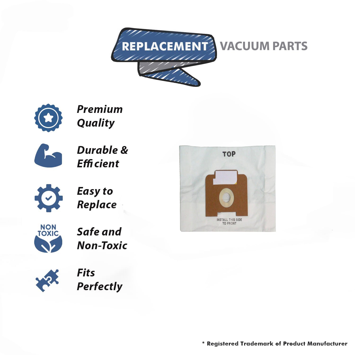 Topvacuumparts Replacement Part For Eureka CN-2, Microfiltration Vacuum Bags (1 Pack 3 Bags) # compare to part 61990A, 61990