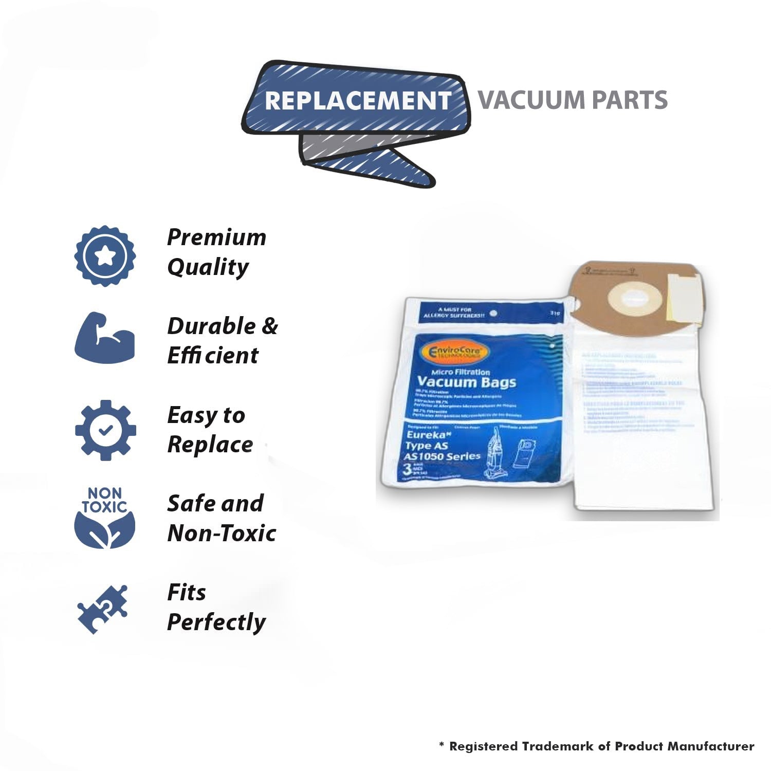 Topvacuumparts Replacement Part For Eureka Type AS Vacuum Cleaner Microlined Paper Bags [Three Pack 9 Bags] # compare to part 68155