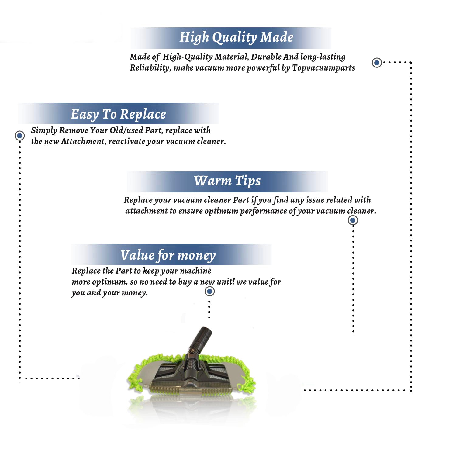 Topvacuumparts Replacement Part For Fit All 32-1028-08 Vacuum Cleaner 1 1/4 Inch Green Dust Mop