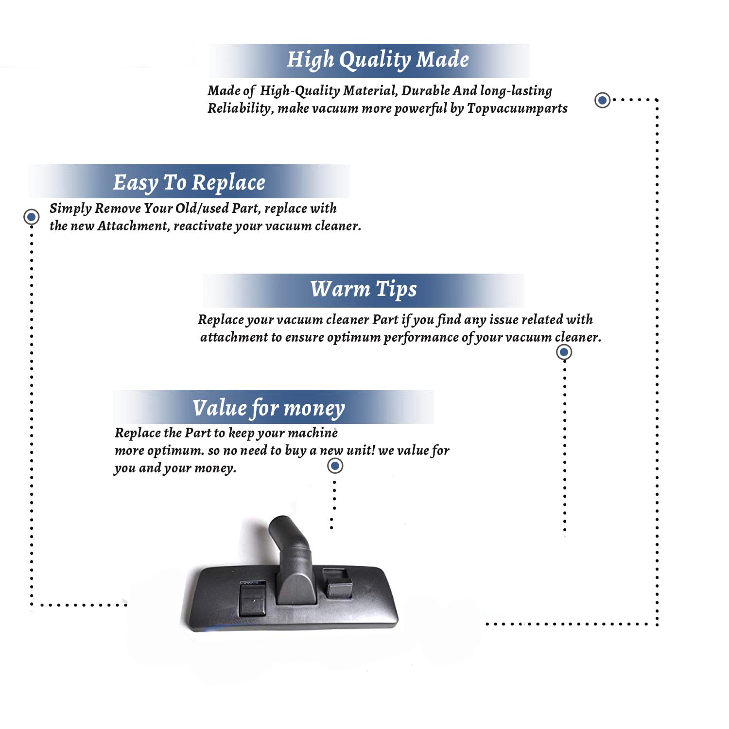 Topvacuumparts Replacement Part For Fit All, Combo Rug Tool Residential 1 1/4