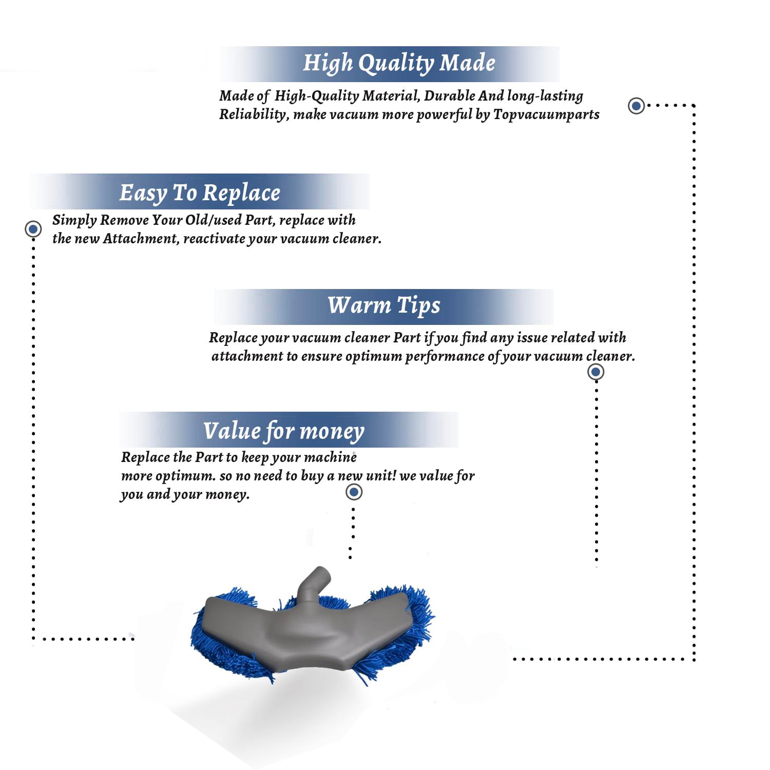 Topvacuumparts Replacement Part For Fit All Residential Central Vacuum Cleaner 1 1/4'', 16 Inch Manta Floor Tool # Compare to part 32-1526-04
