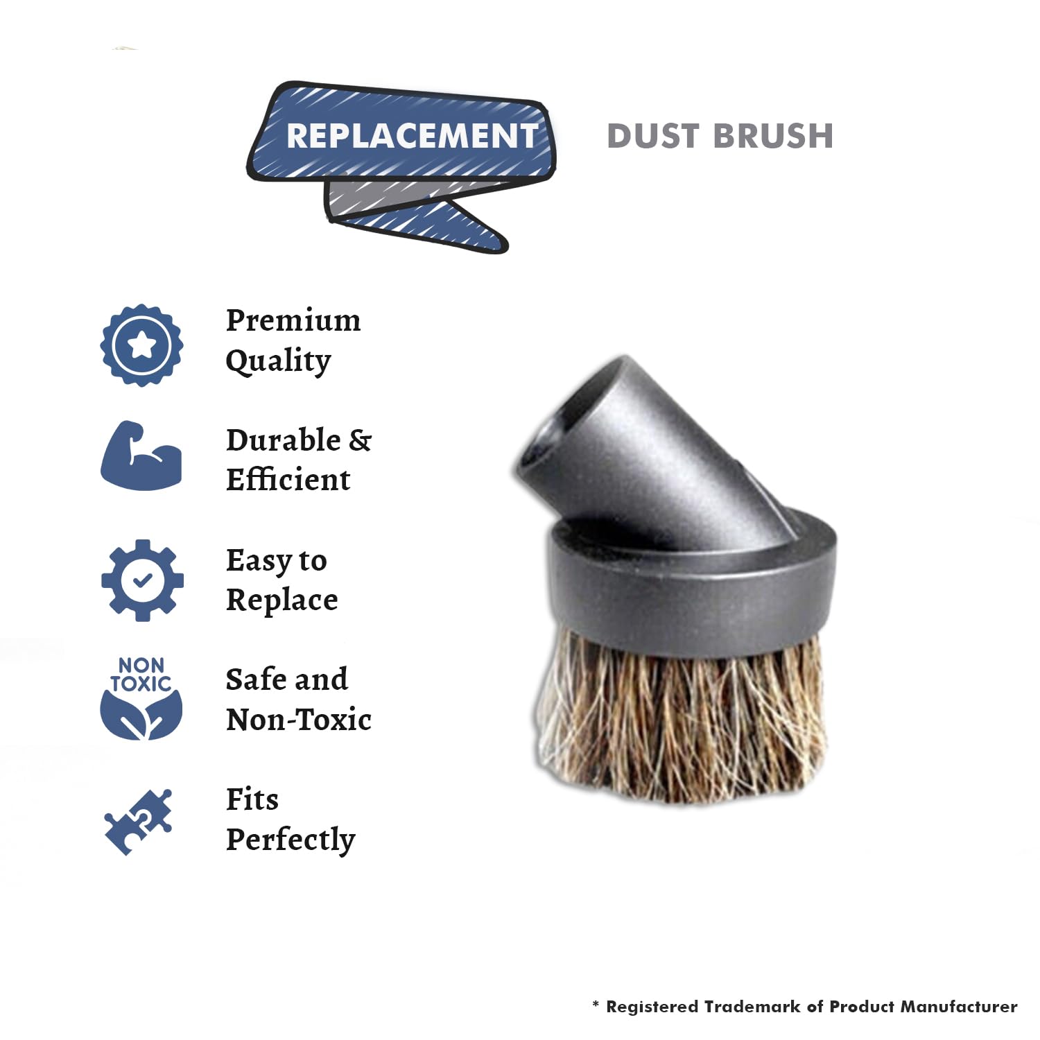 Topvacuumparts Replacement for 1 1/4 inch (1.25'') (32mm) Black Attachments Accessories Kits (Horse Hair Dust Brush) # compare to part 32-1640-68