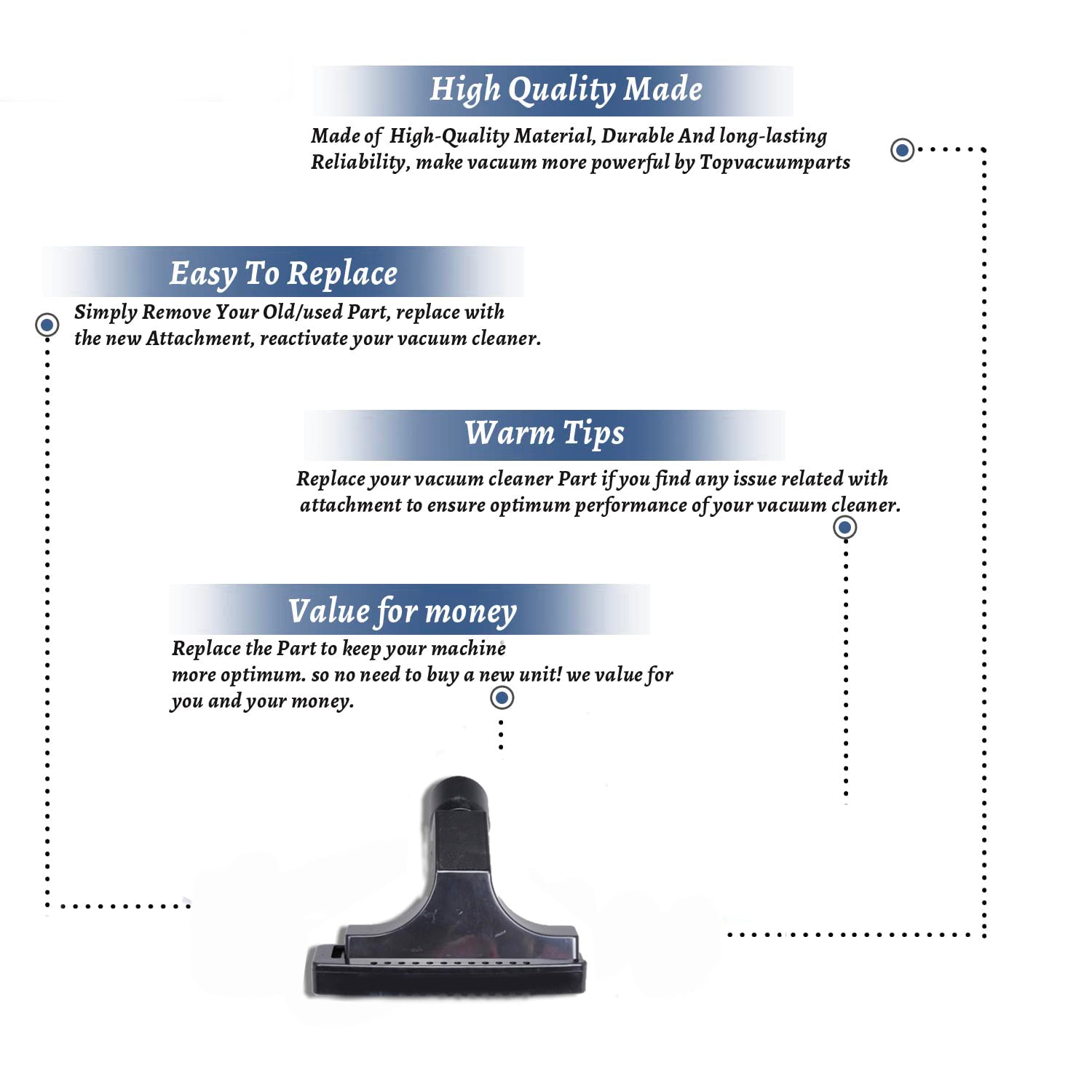 Topvacuumparts Replacement Part For Miele Vacuum 35MM Slide On Brush Upholstery Tool # 32-1738-09
