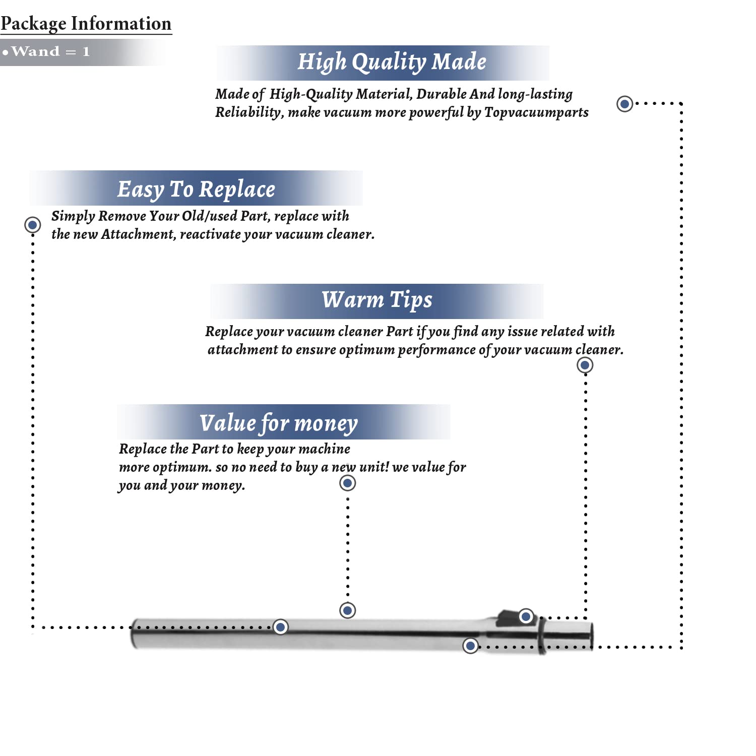Topvacuumparts Replacment part for 1 1/4 inch 32mm Chrome Telescopic Hose Metal Vacuum Wands Hose  1.25inch Extension #Compare to part 32-1914-05