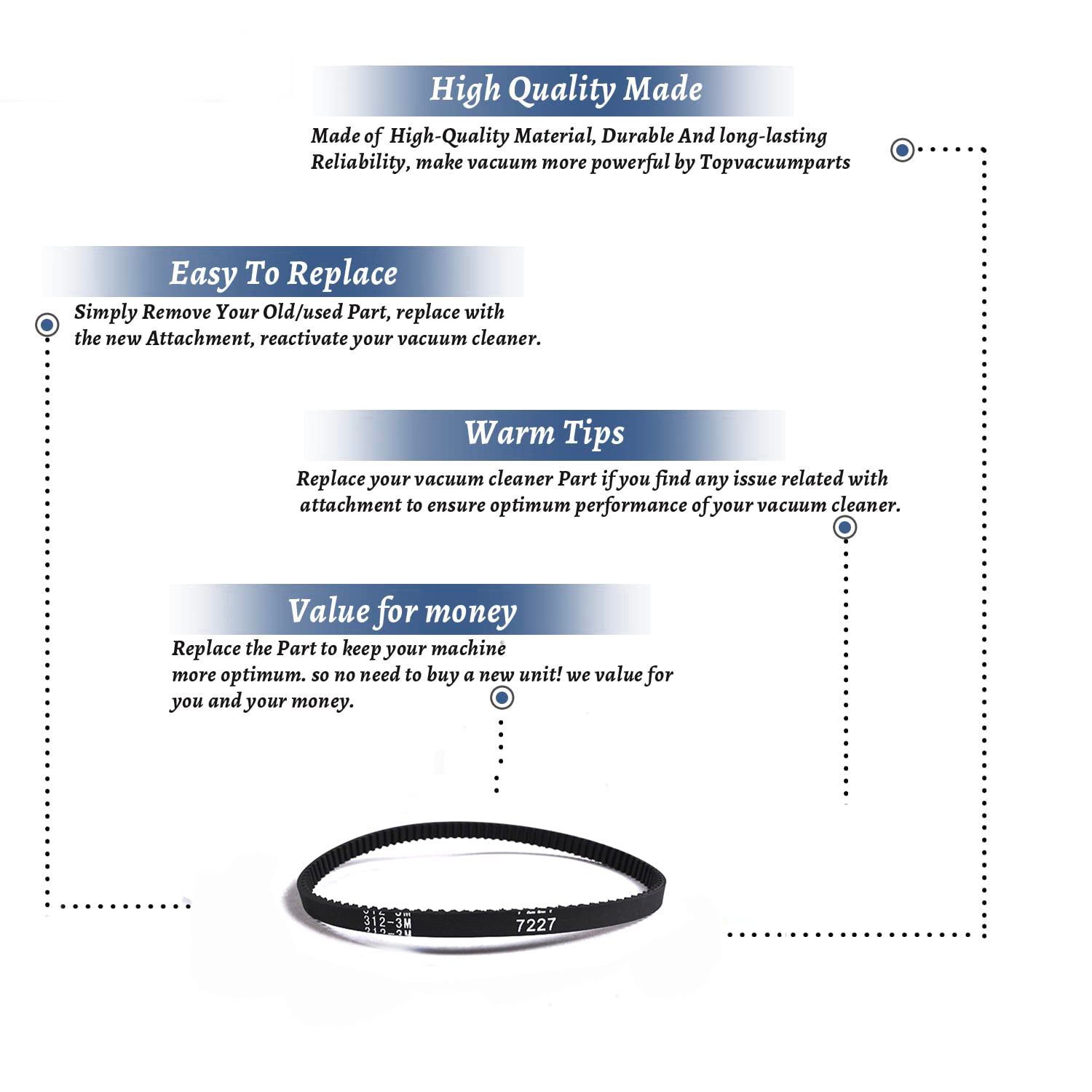 Topvacuumparts Replacement Part For Turbocat Air Driven Power Nozzle 1 Belt T210# compare to part 32-3312-07