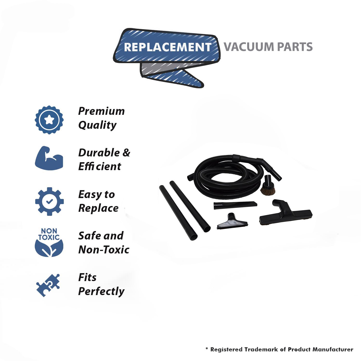 Topvacuumparts Replacement Part Fits All 1 1/4 Inch Vacuum Attachment Kits, 12 Ft Hose, Dust Brush, Crevice Tool, 2 Wands,Floor Brush,Part #32-4903-64