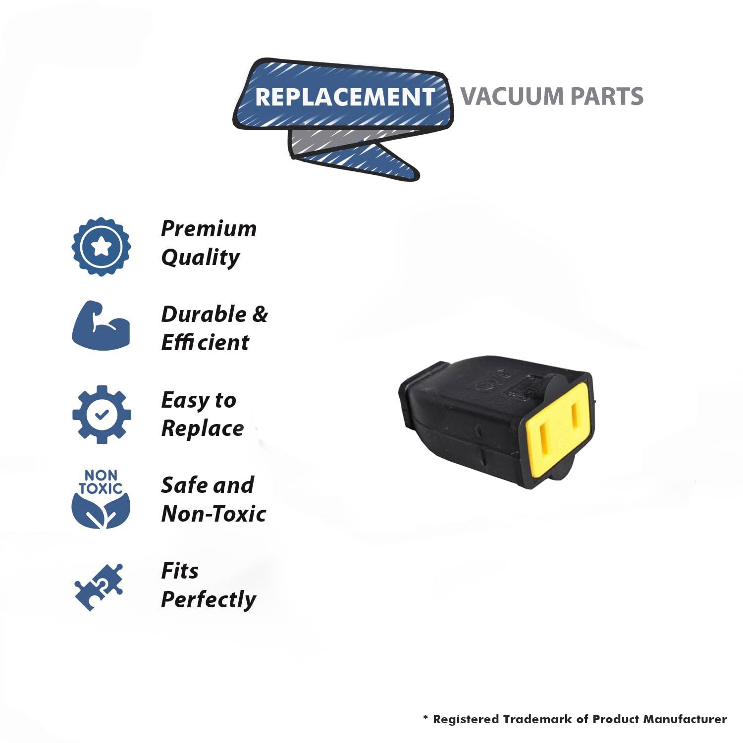 Topvacuumparts Replacement For Fit All Residental Vacuum Black 2 Prong Female Plug # Compare to Part 32-5632-64