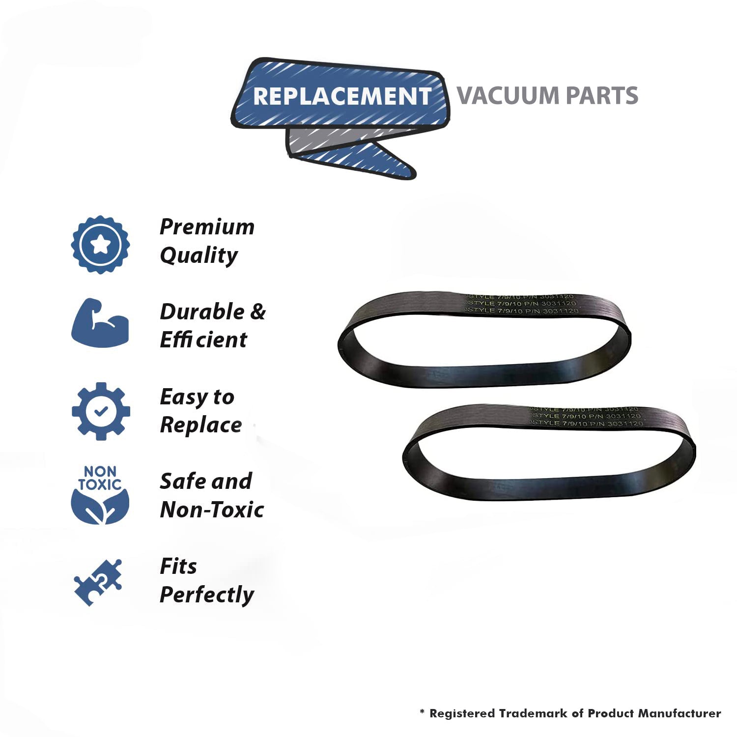 Topvacuumparts Fits For Bissell Vacuum Cleaner 4 Belts for Models 98N4W, 35951 # compare to parts 32074