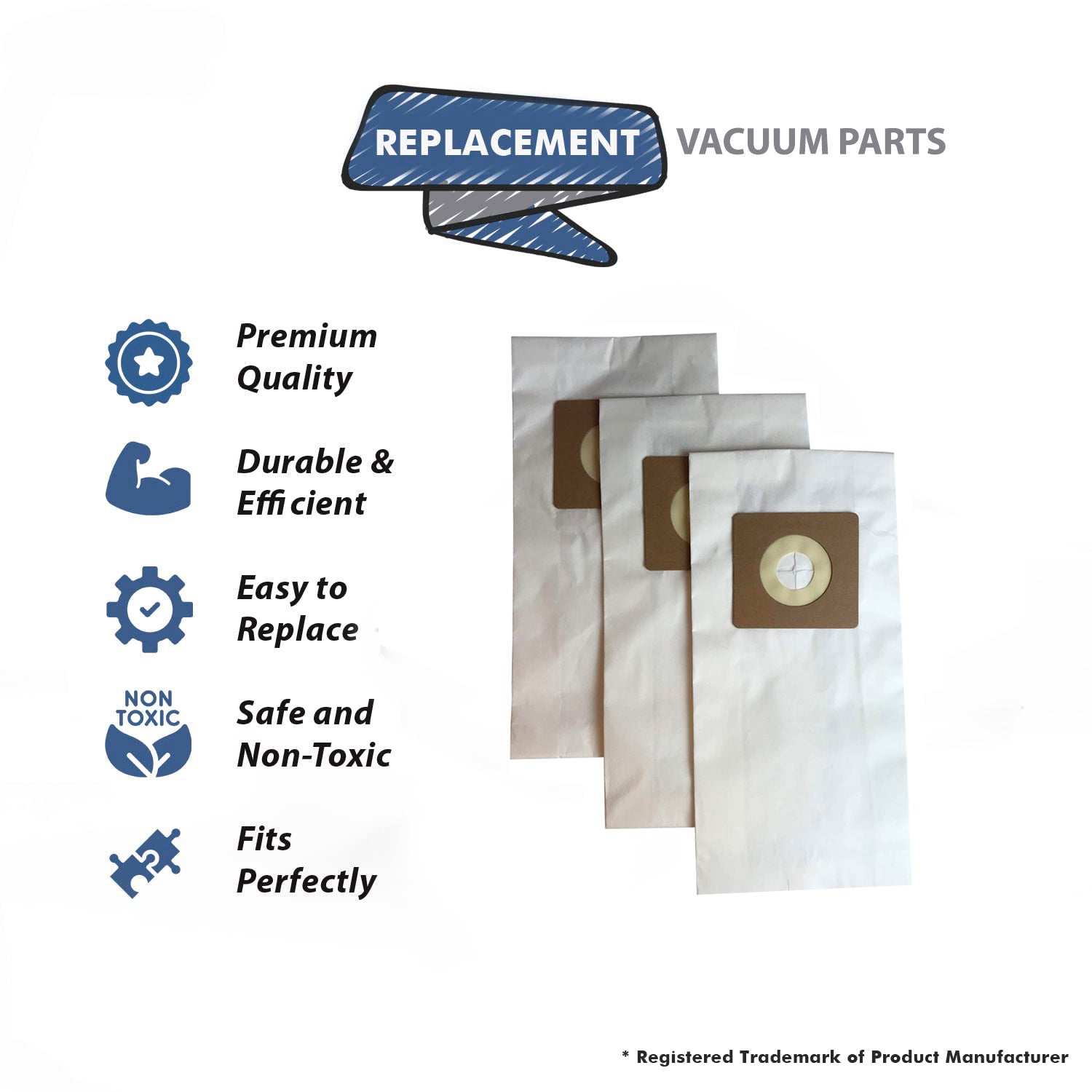 Topvacuumparts 12PK Vacuum Cleaner Paper Bags Replacement Part For Bissell Style 7 Models # compare to part 32120