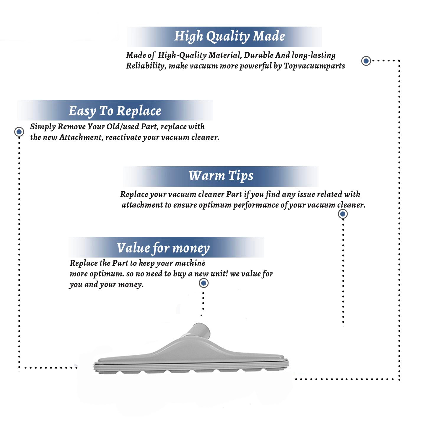 Topvacuumparts Replacement Part For Fits All Commercial Vacuum Cleaner Gray 14