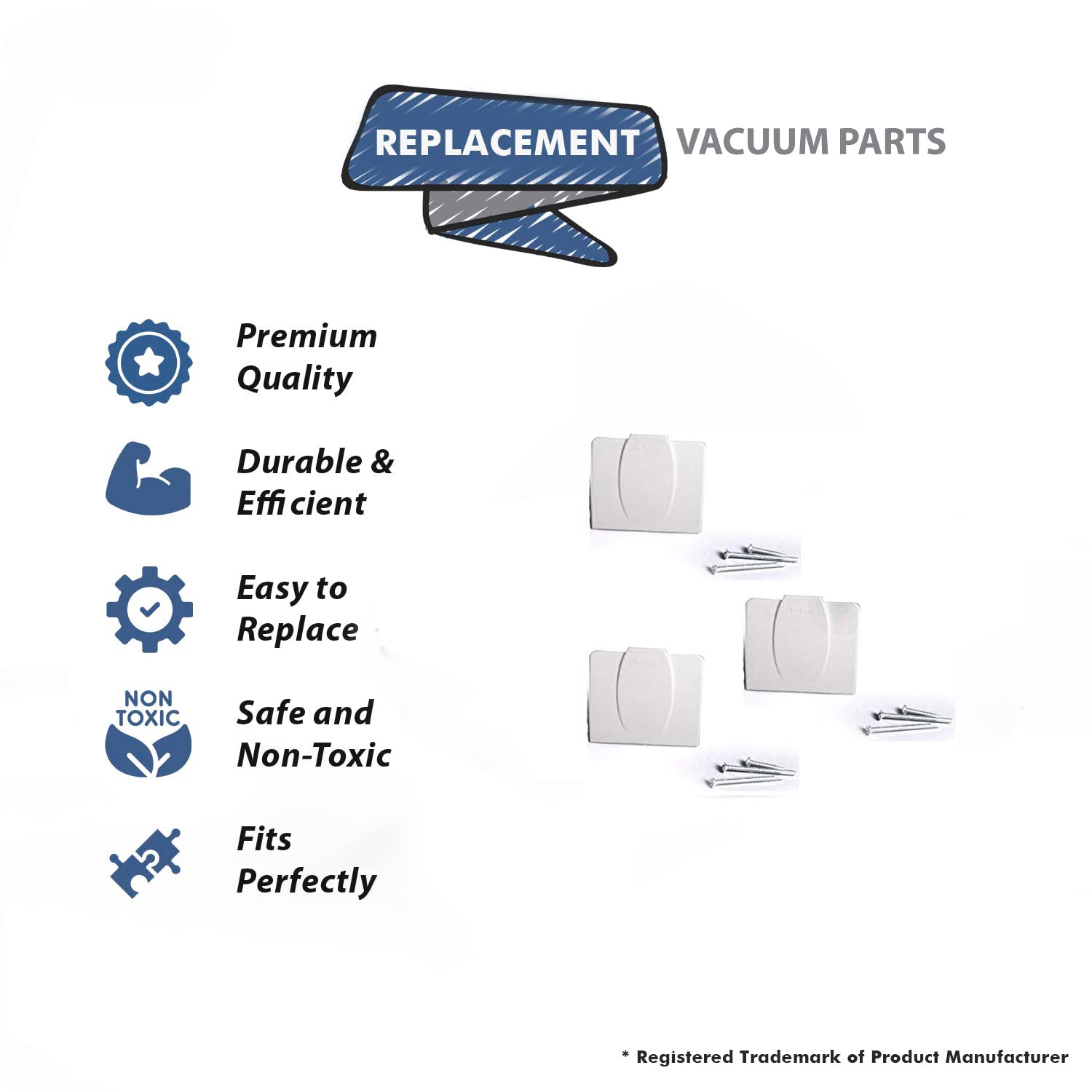 Topvacuumparts Replacement Part For Electrolux White Square Nutone Face Plate for Central Vacuum Cleaner (3 Unit) # compare to part 360W