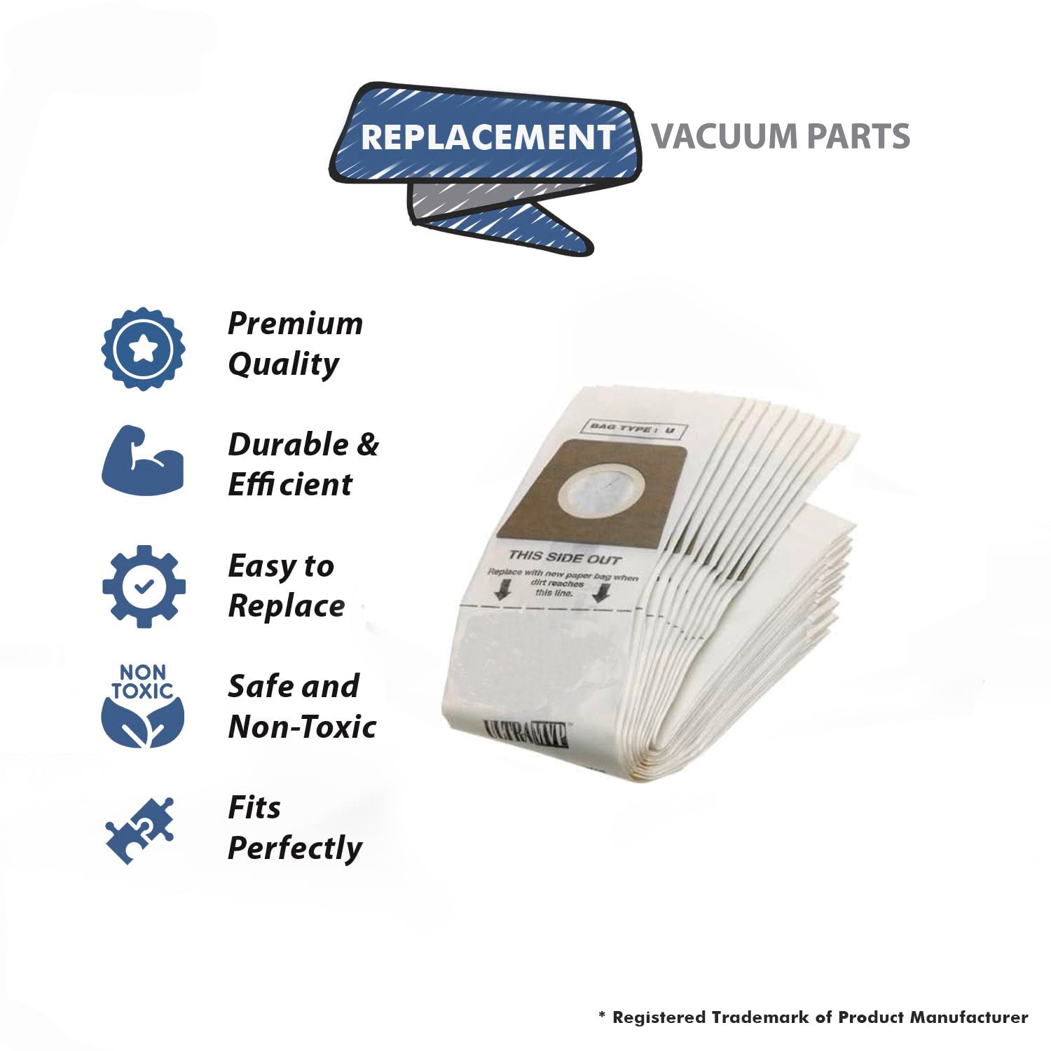 Topvacuumparts Replacement Part For Dirt Devil, RO-670148 Vacuum Cleaner Paper Bags 10pk # compare to part 3670148001