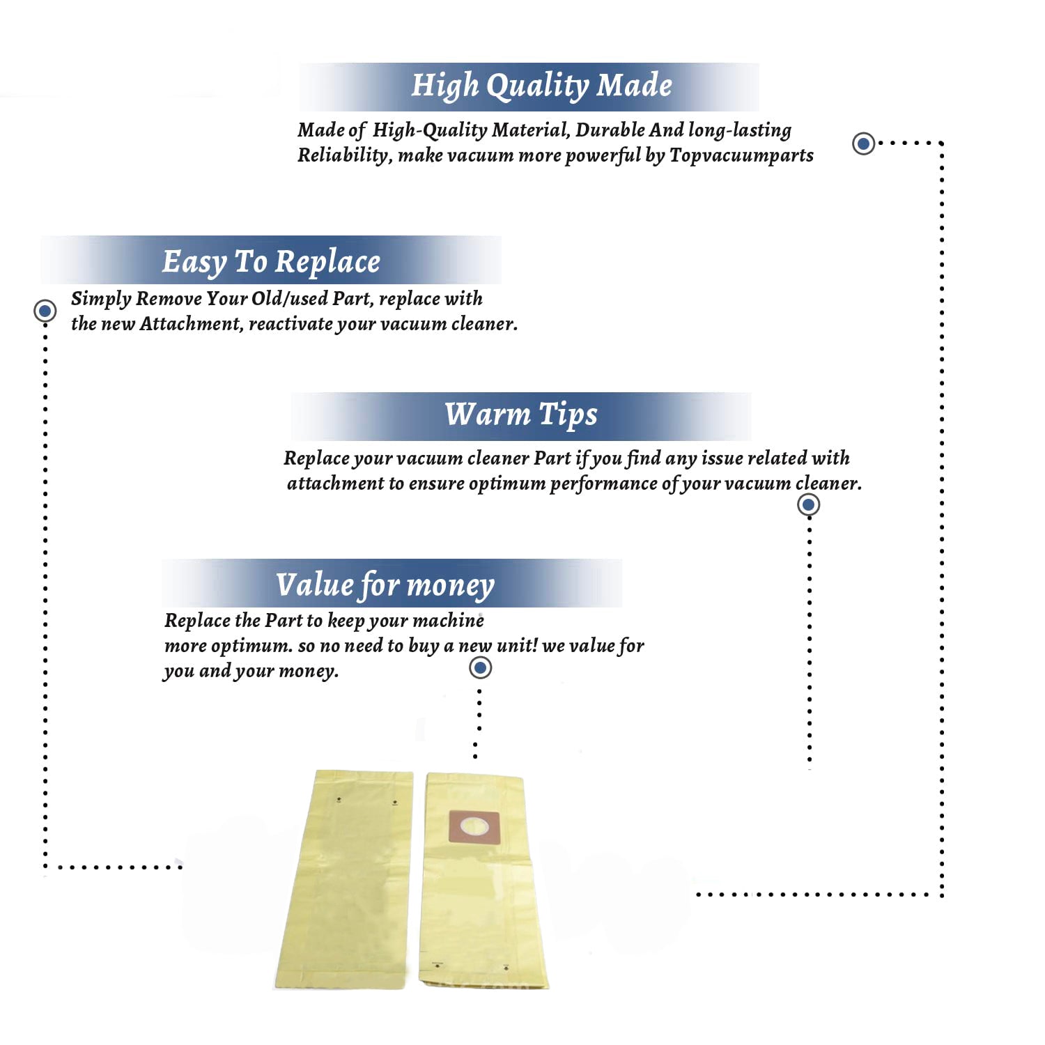 Topvacuumparts Replacement Part For Royal Type B Upright Vacuum Claener Micro Fresh 3 Paper Bags # Compare to part 3671075001