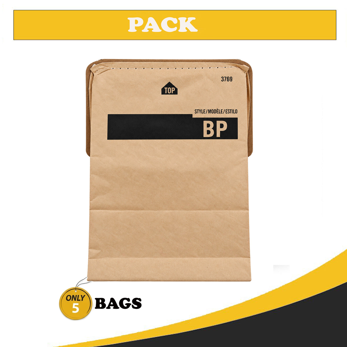 Topvacuumparts For Sanitaire Transport Backpack SC580A Replacement Vacuum Bags Style BP, 5 Pack, 3769