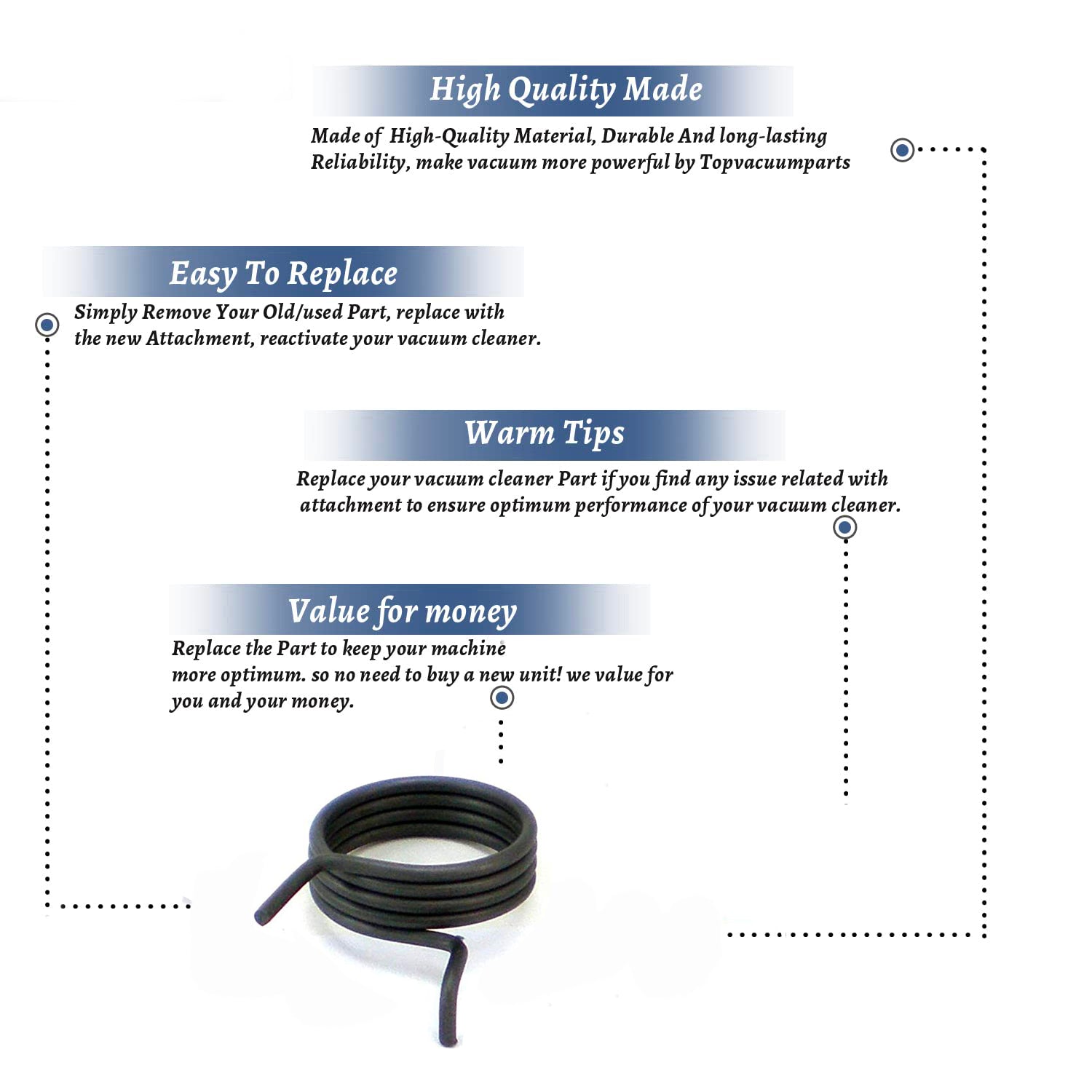 Topvacuumparts Replacement Part For Hoover, U6630 Bagless Upright Vacuum Torsion Spring # compare to part 38358001