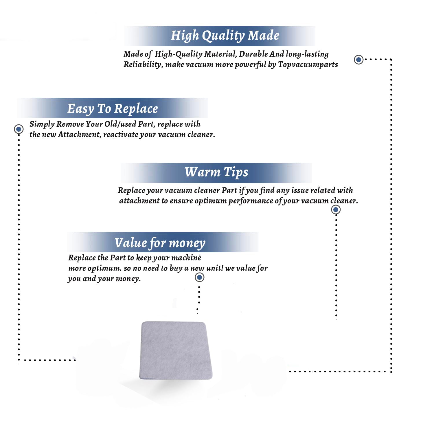 Topvacuumparts Replacement For Hoover S3273 Canister Vacuum Cleaner Dimension Flat Filter # Compare to Part 38765006