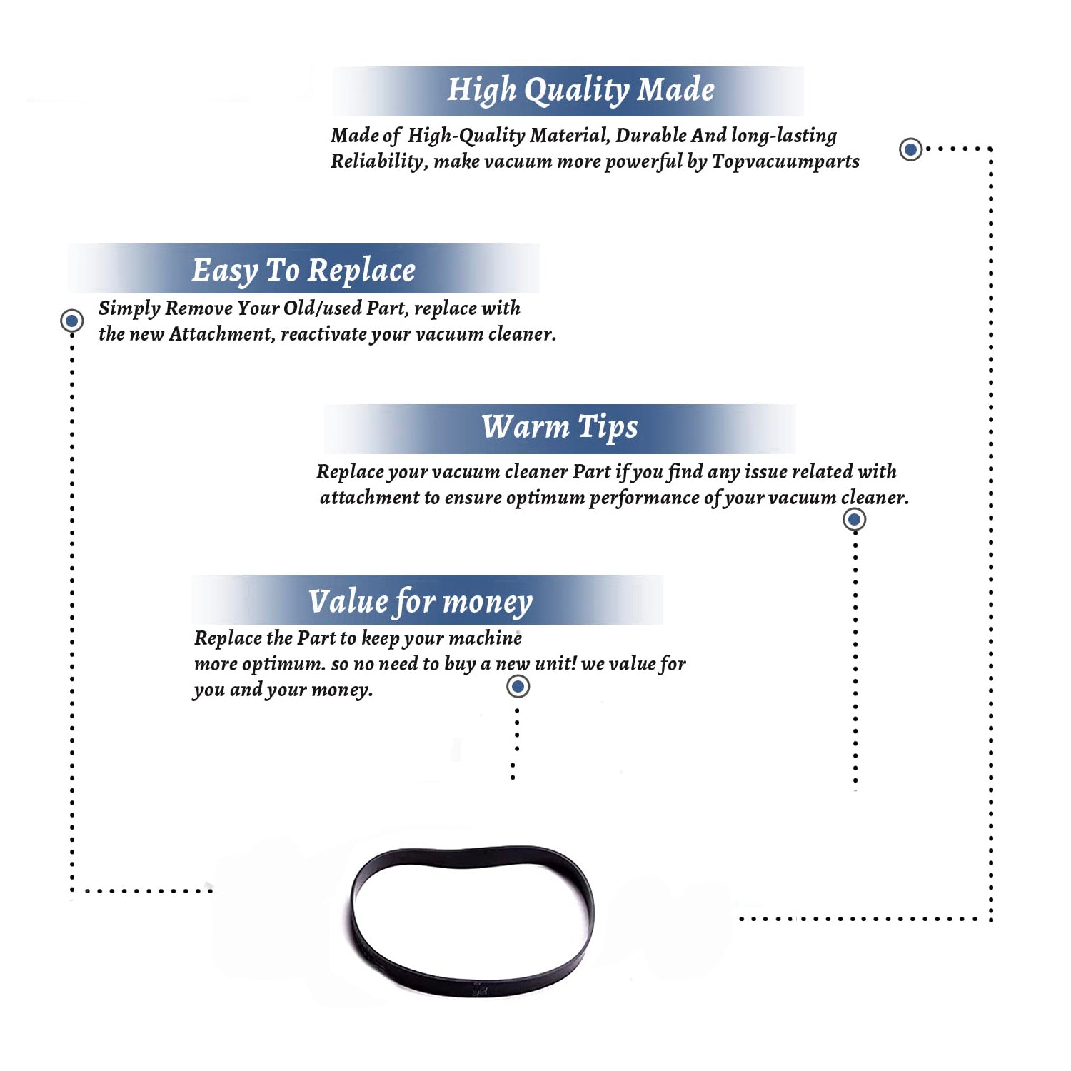 Topvacuumparts Replacement Part For Royal Style 12 Platinum Force Upright Vacuum Belts (8 Belts) # compare to part 3910355001