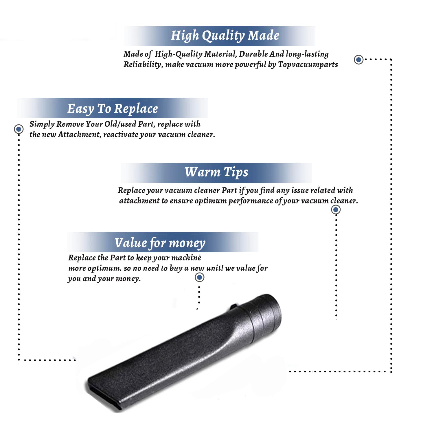 Topvacuumparts Replacement for Hoover CH30000 Commercial PORTAPOWER Portable Vacuum Cleaner Crevice Tool # COMPARE TO PART 40-1805-65