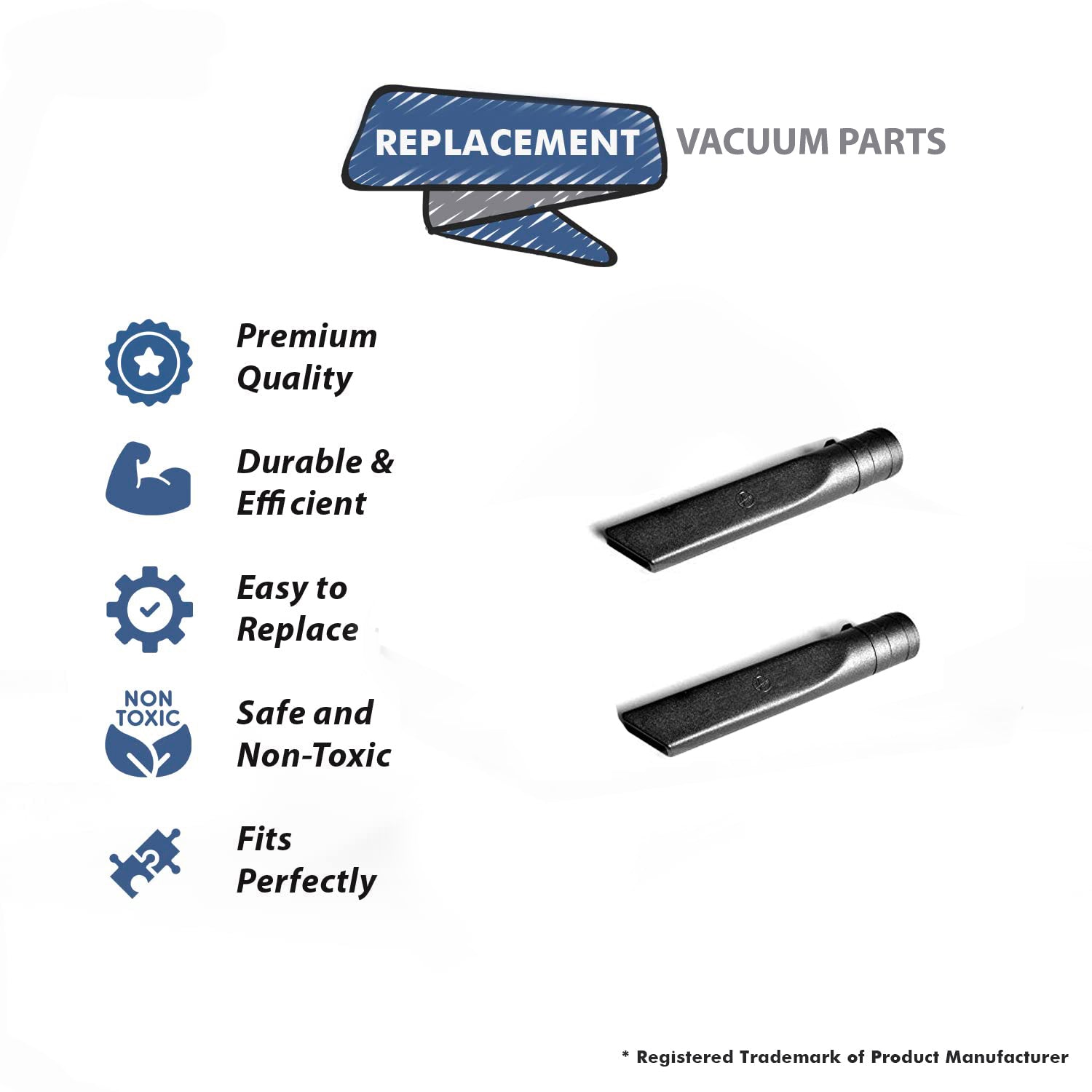 Topvacuumparts Replacement Part For Hoover 8.5 Black Crevice Tool with Locking Pin 2Pk # compare to part 40-1805-65