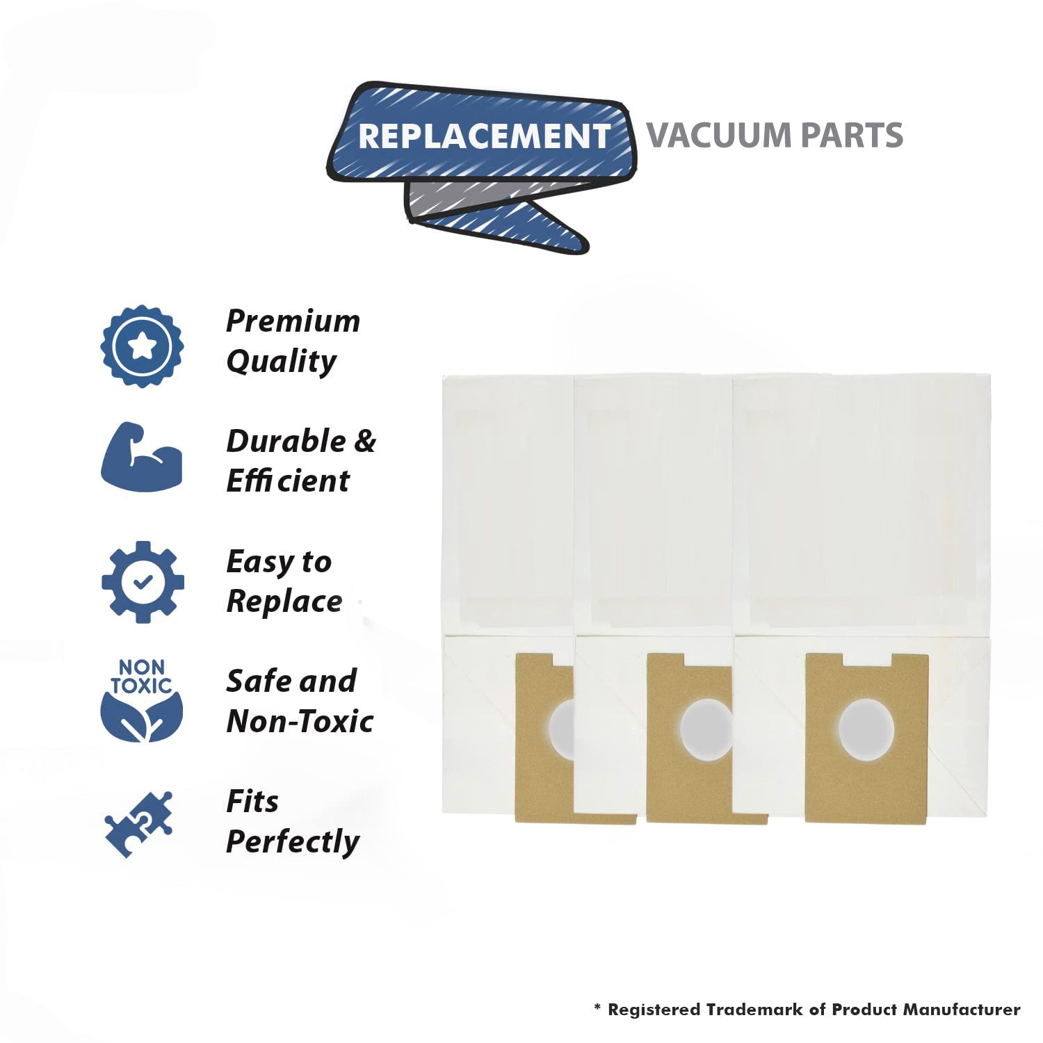 Topvacuumparts Replacement Part For Hoover Dimension Canister Vacuum Cleaner M-Type 3Pk Paper Bags # compare to part 4010037M