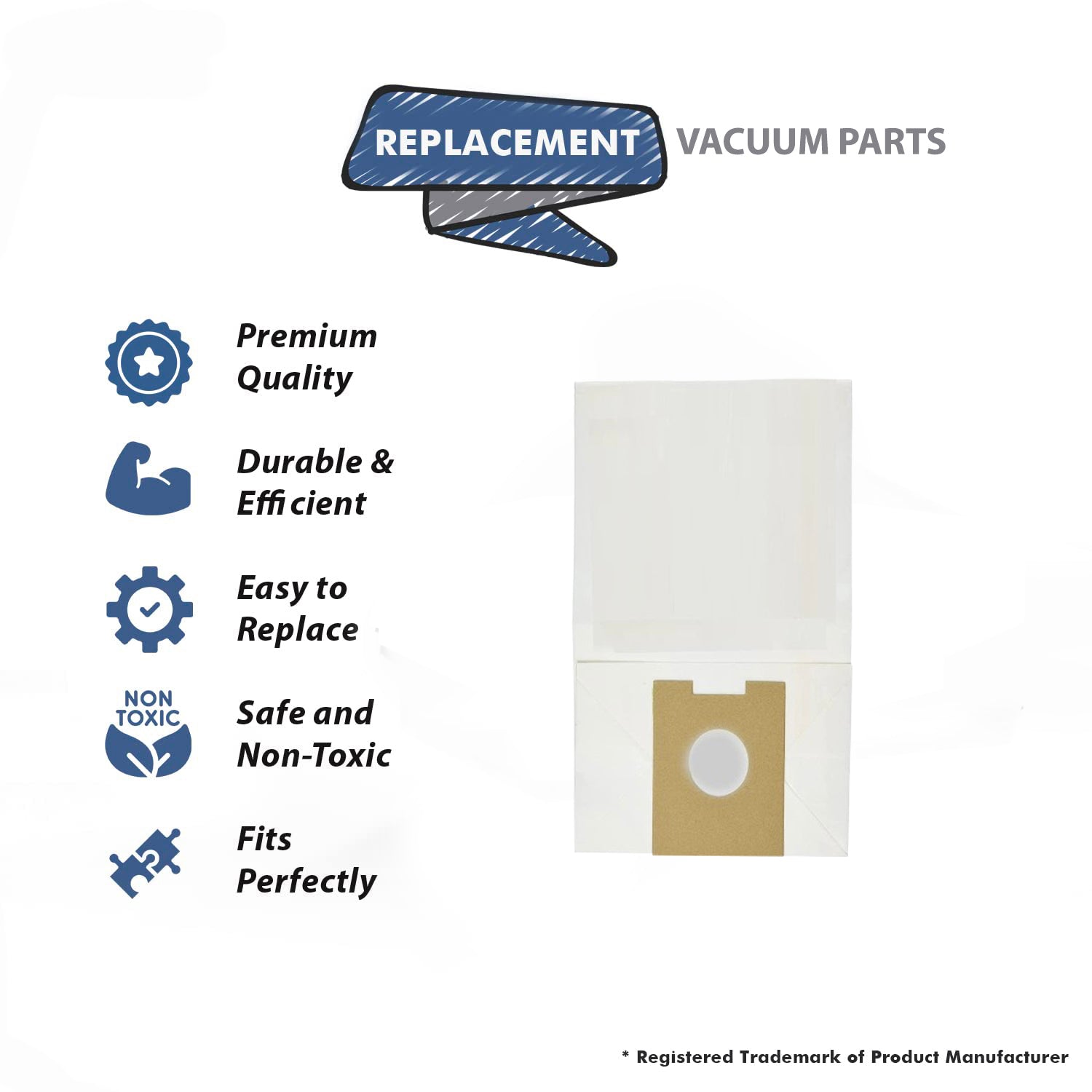 Topvacuumparts Replacement Part For Hoover Type-M Dimension Canister Vacuum Cleaner Paper Bags (4pk 12 Bags) # compare to part 4010037M