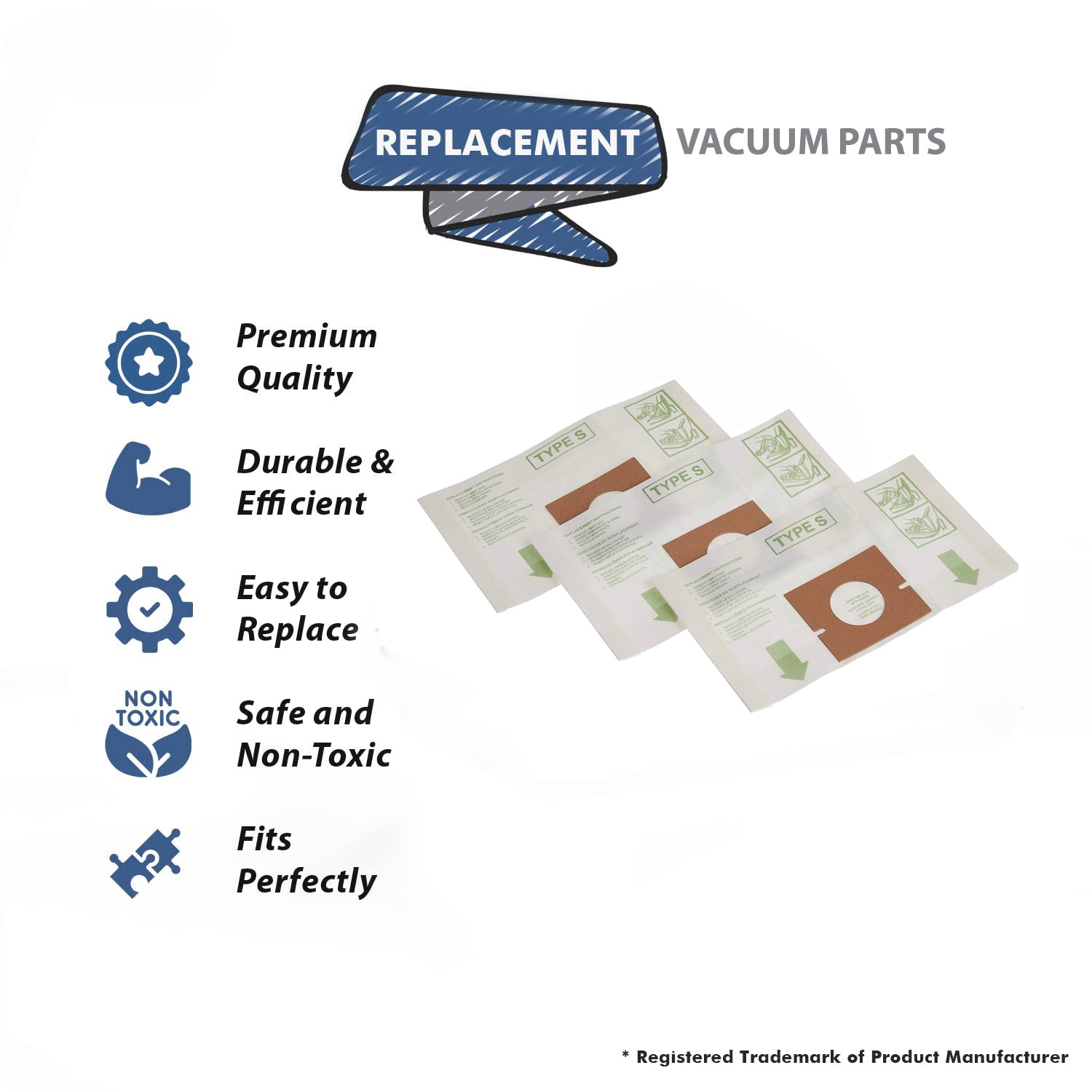 Topvacuumparts Replacement Part For Fits For Hoover Canister Style S Vacuum Bags Works with S3510,S3511,S3513,S3515,S3517,S3519,S3533, 3PK # 4010064S