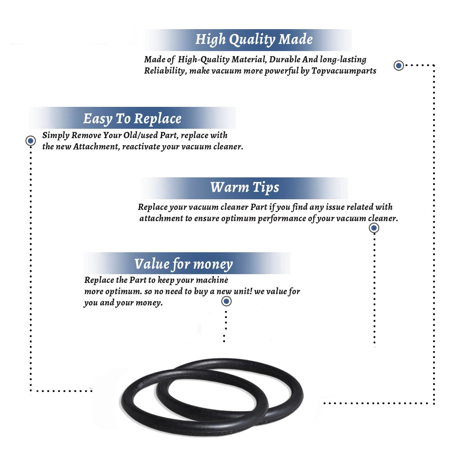 Topvacuumparts Replacement For Hoover Convertible Vacuum Cleaner round Belts 2 piece type 48 # compare to parts 40201048