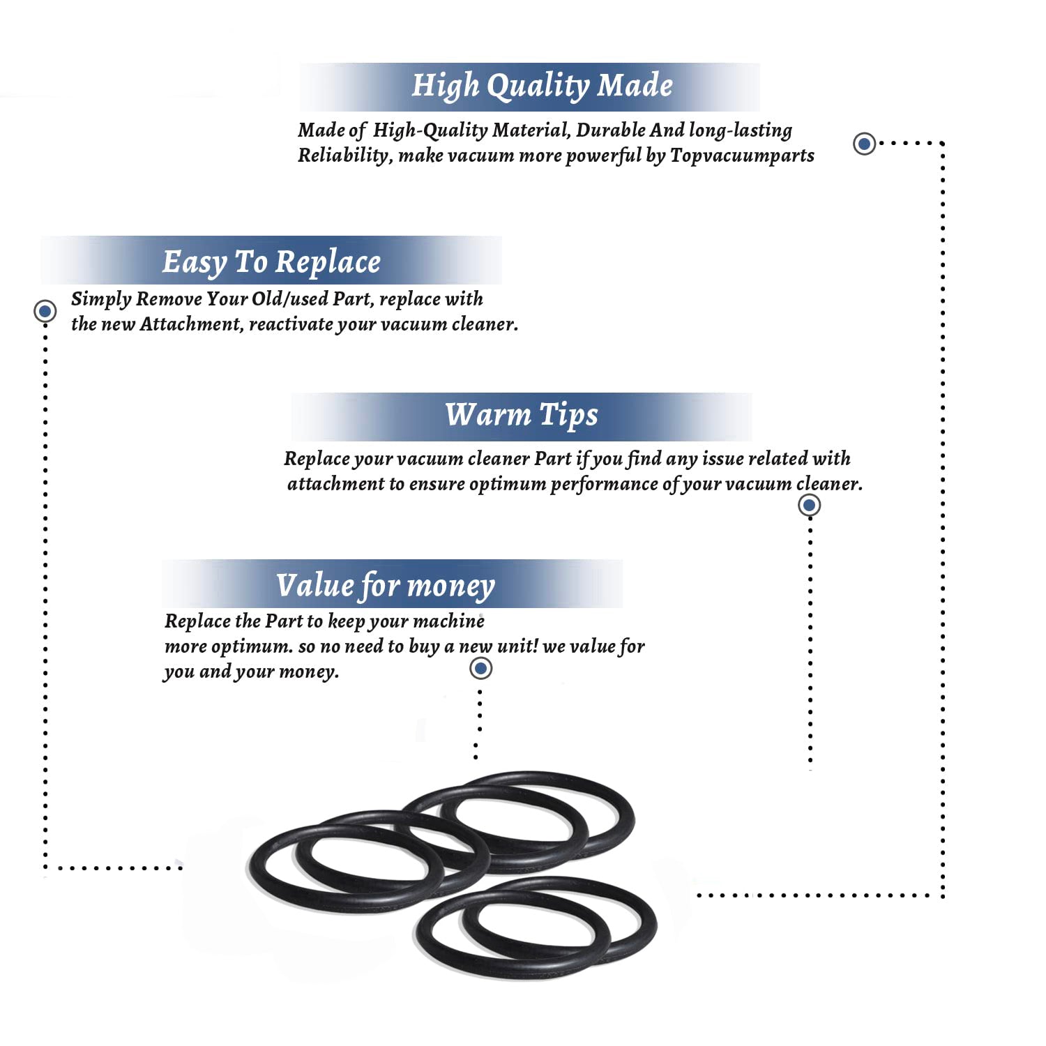 Topvacuumparts Replacement Type 48 Vacuum Belts For Hoover U7037, U4451, U4387,  (6 Belts) # compare to parts 40201048