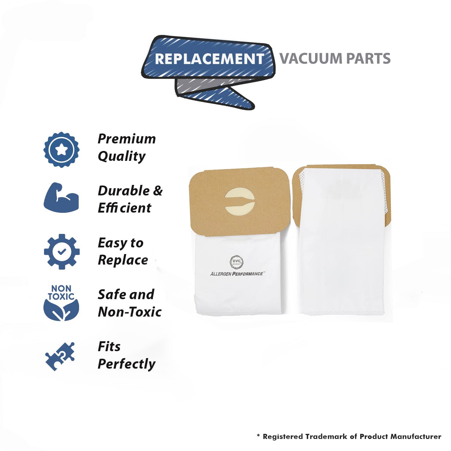 Topvacuumparts Replacement Part For Electrolux Style C, Vacuum Cleaner Synthetic Paper Bags 9pk # compare to part 405150